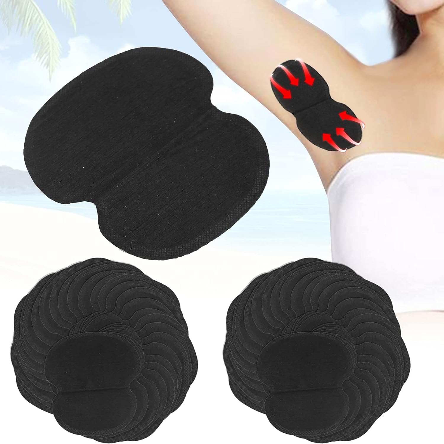 60 almohadillas negras para sudar axilas, almohadillas portátiles que absorben el sudor, cómodas e insípidas, invisibles, sudorosas y pegajosas