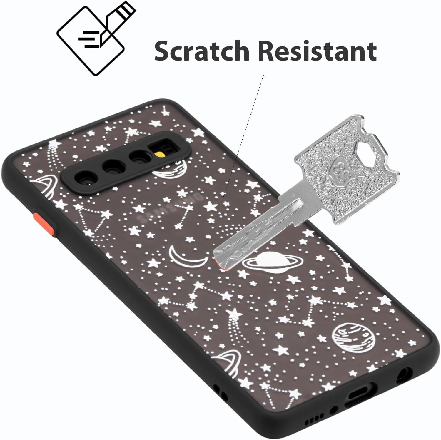 ZTOFERA Compatible con Samsung Galaxy S10, funda protectora con diseño de estrella planeta y cielo translúcido, carcasa trasera de policarbonato