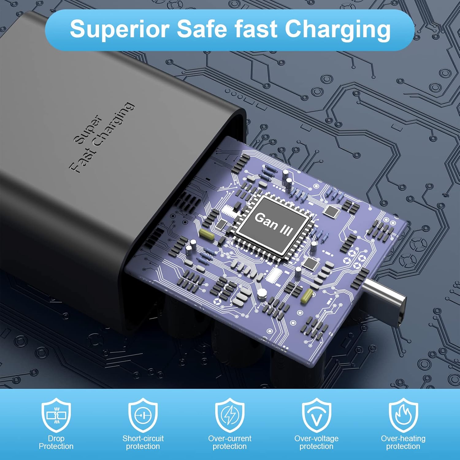 Bloque de cargador de pared USB tipo C de carga súper rápida de 45 W para Samsung Galaxy S23 UltraS23S23+S22 UltraS22+S22Note 10Note 20S20S21S10,