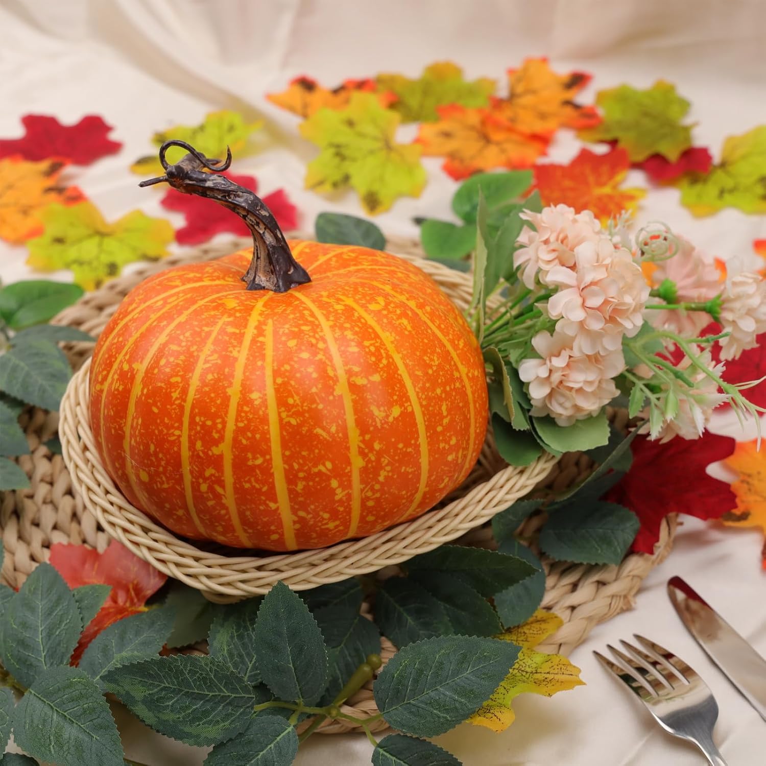 Gresorth Calabaza de espuma artificial de 5.5 pulgadas, verduras falsas para manualidades, calabazas naranjas para otoño, boda, Acción de Gracias,