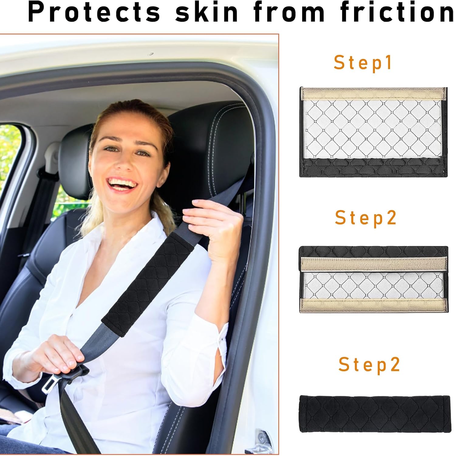 Paquete de 2 fundas suaves para cinturón de seguridad de automóvil, fundas universales para correa de hombro para cinturón de seguridad que ayudan a