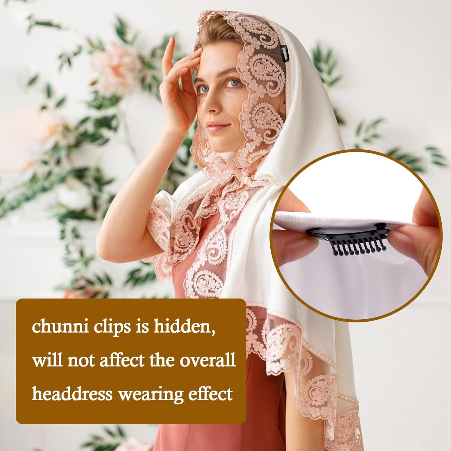 Vodolo Clips Chunni con pasadores de seguridad, 8 unidades de fuerte agarre Chunni Dupatta clips de ajuste indios para mujer, color negro