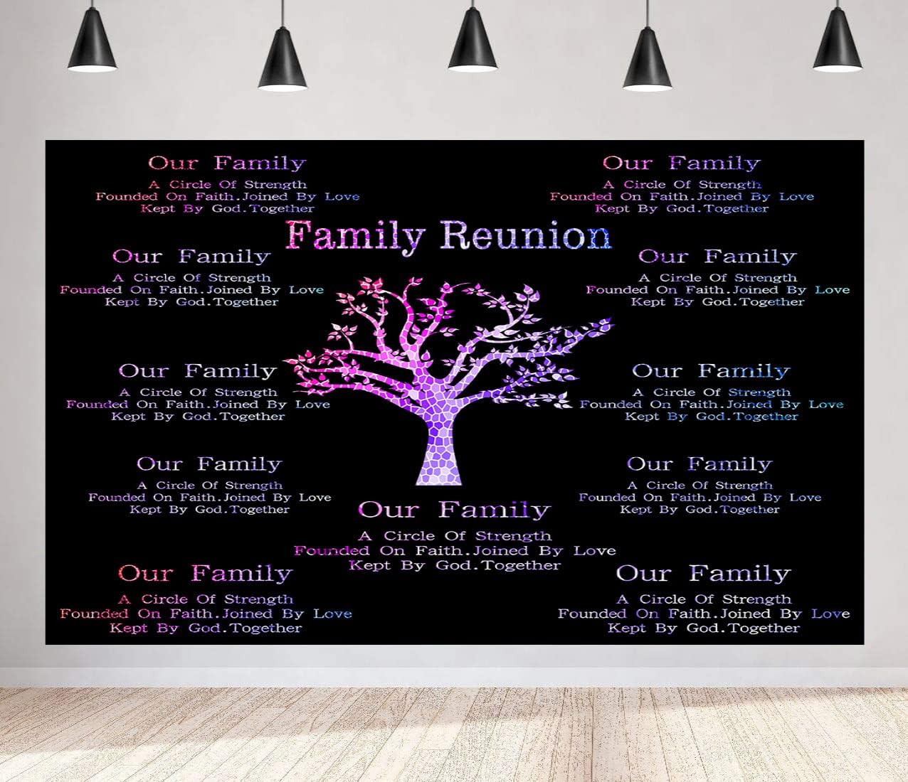 BJZSMT189 – Telón de fondo de reunión familiar de estilo morado para decoración de reunión familiar, decoración de reunión familiar, suministros de