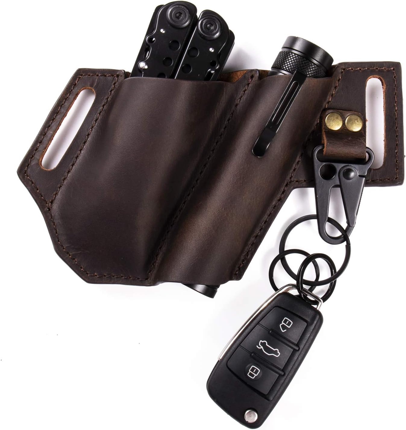 Gentlestache Funda de cuero para cinturón, funda de cuero para multiherramienta, organizador de bolsillo de cuero