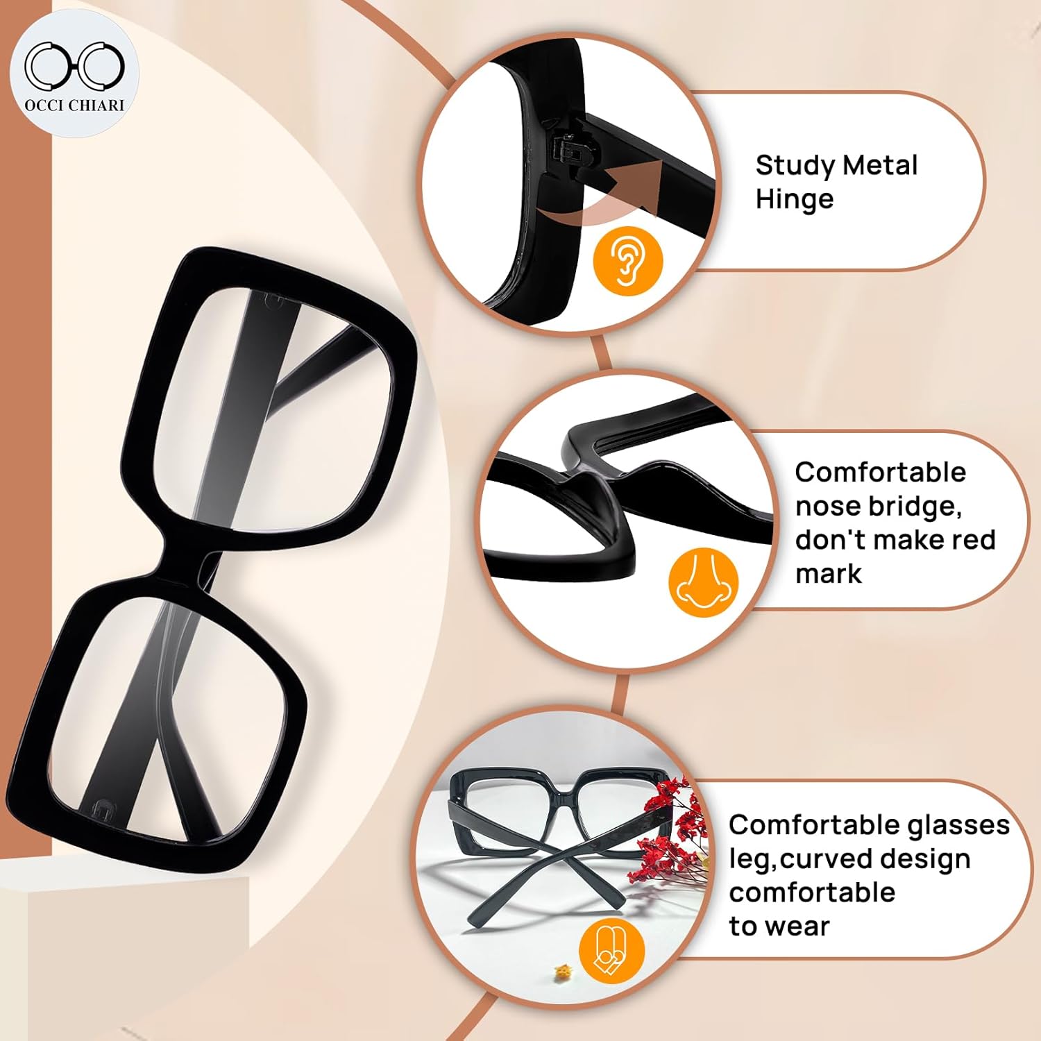 OCCI CHIARI Funky – Gafas de lectura para mujer, diseño de cabeza en L, marco resistente