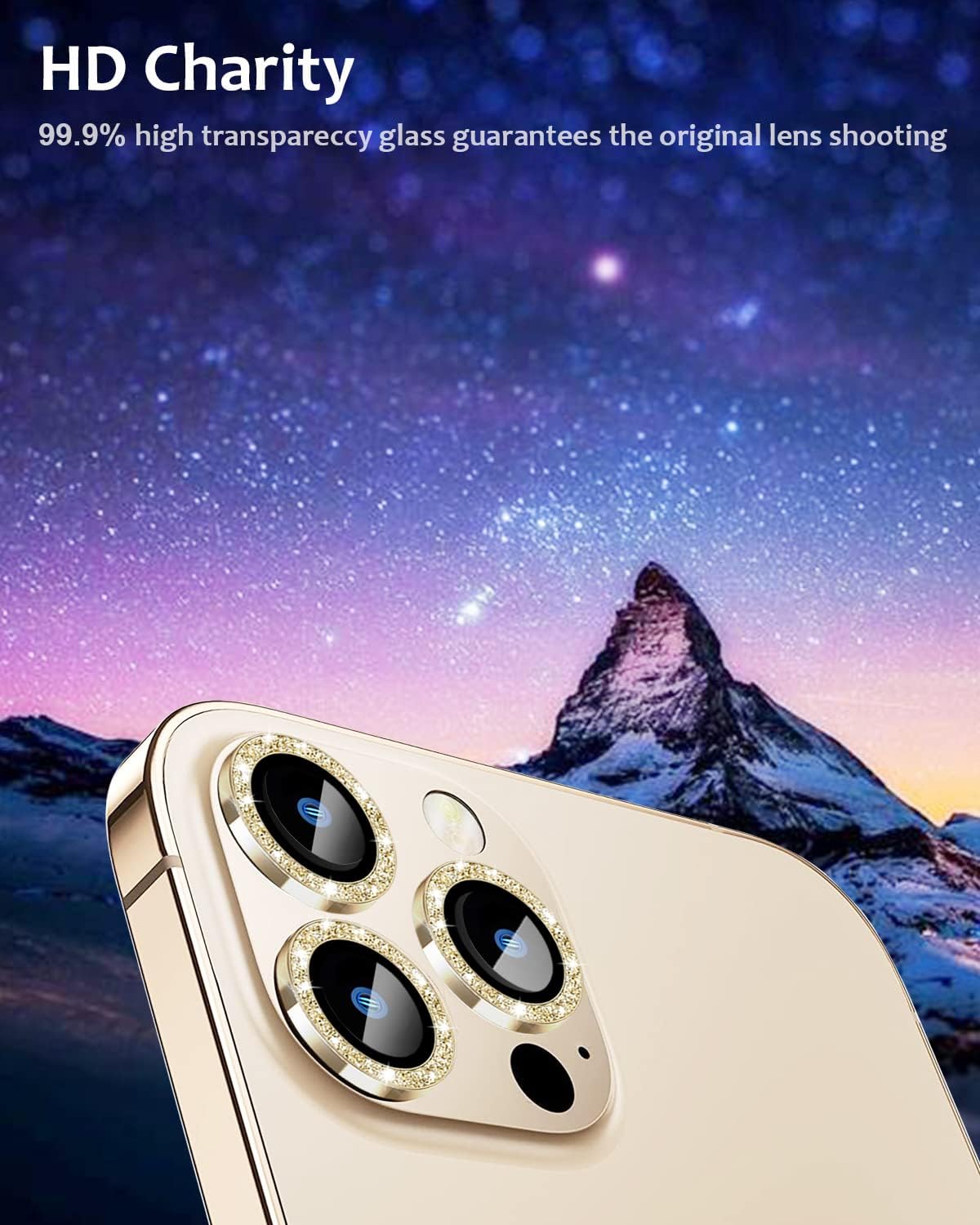 Tamoria Protector de lente de cámara con purpurina compatible con iPhone 14 Pro Max y iPhone 14 Pro Metal Plus cubierta de cámara de vidrio templado