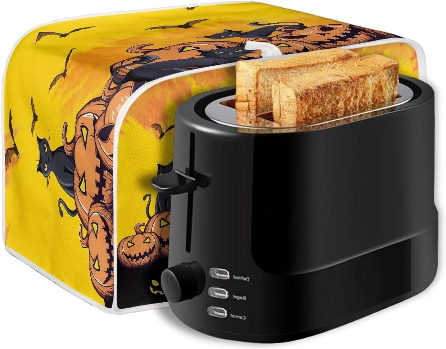 Fundas para tostadoras de calabaza y gato de Halloween, a prueba de polvo, lavables, se adaptan a la mayoría de tostadoras de 2 rebanadas, fundas de