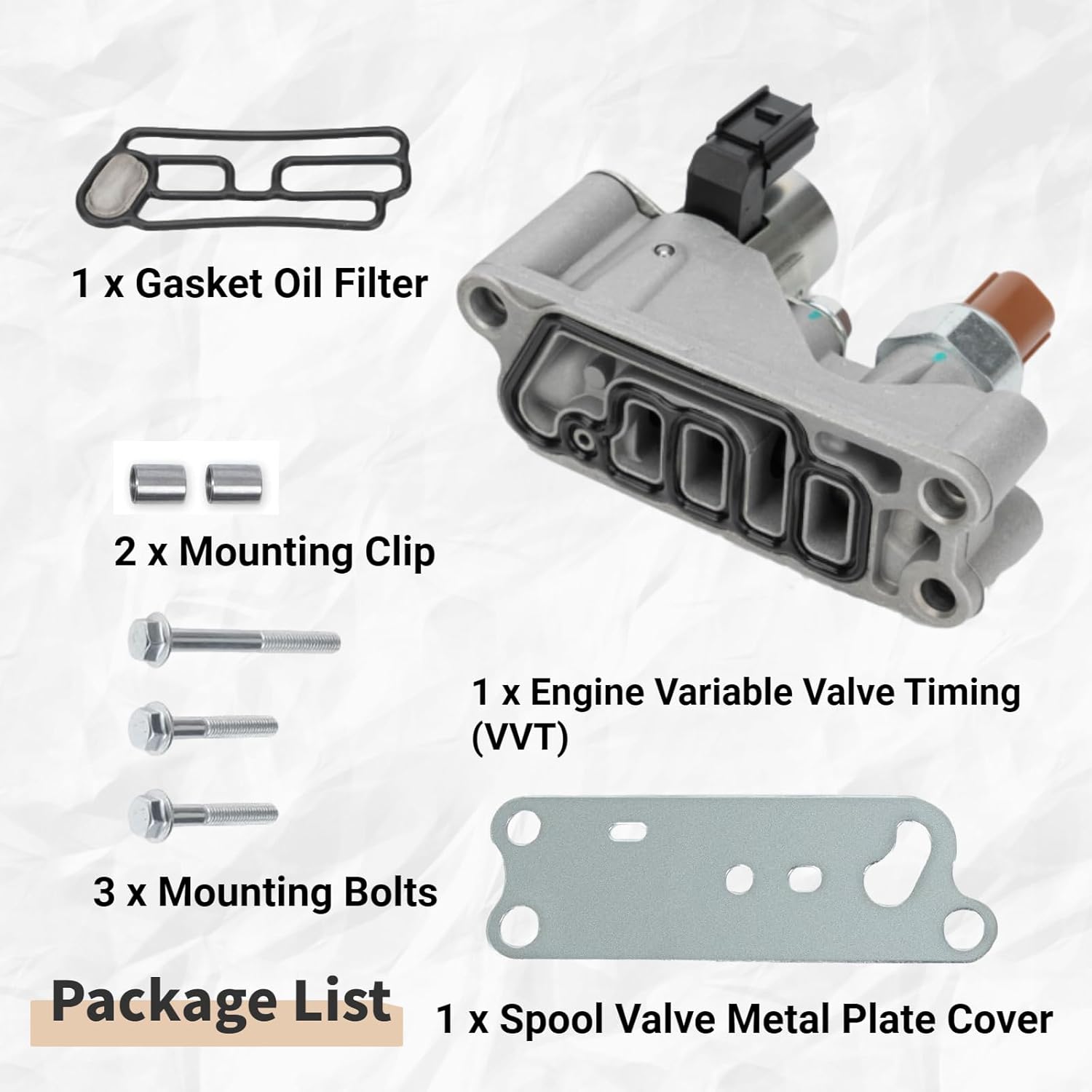 Solenoide VVT de sincronización de válvula variable del motor compatible con Acura RDX 2013-2015, Honda Accord Crosstour Odyssey Pilot 3.5L,