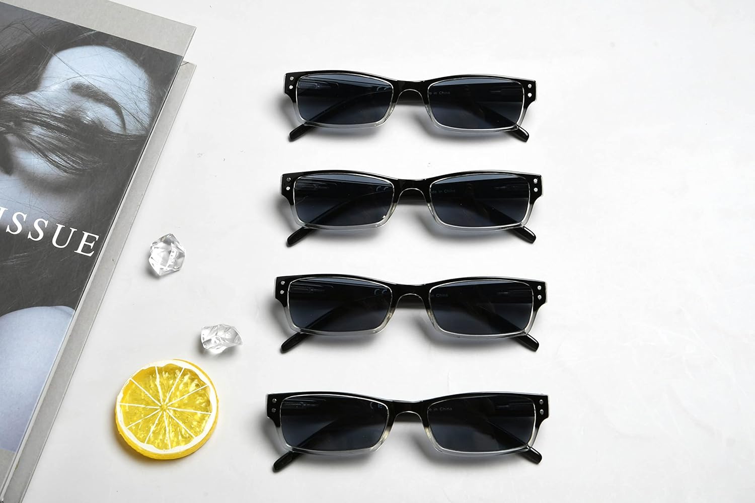 Eyekepper Paquete de 4 lentes de sol clásicos de lectura para mujeres y hombres, lentes grises de dos tonos +2.00
