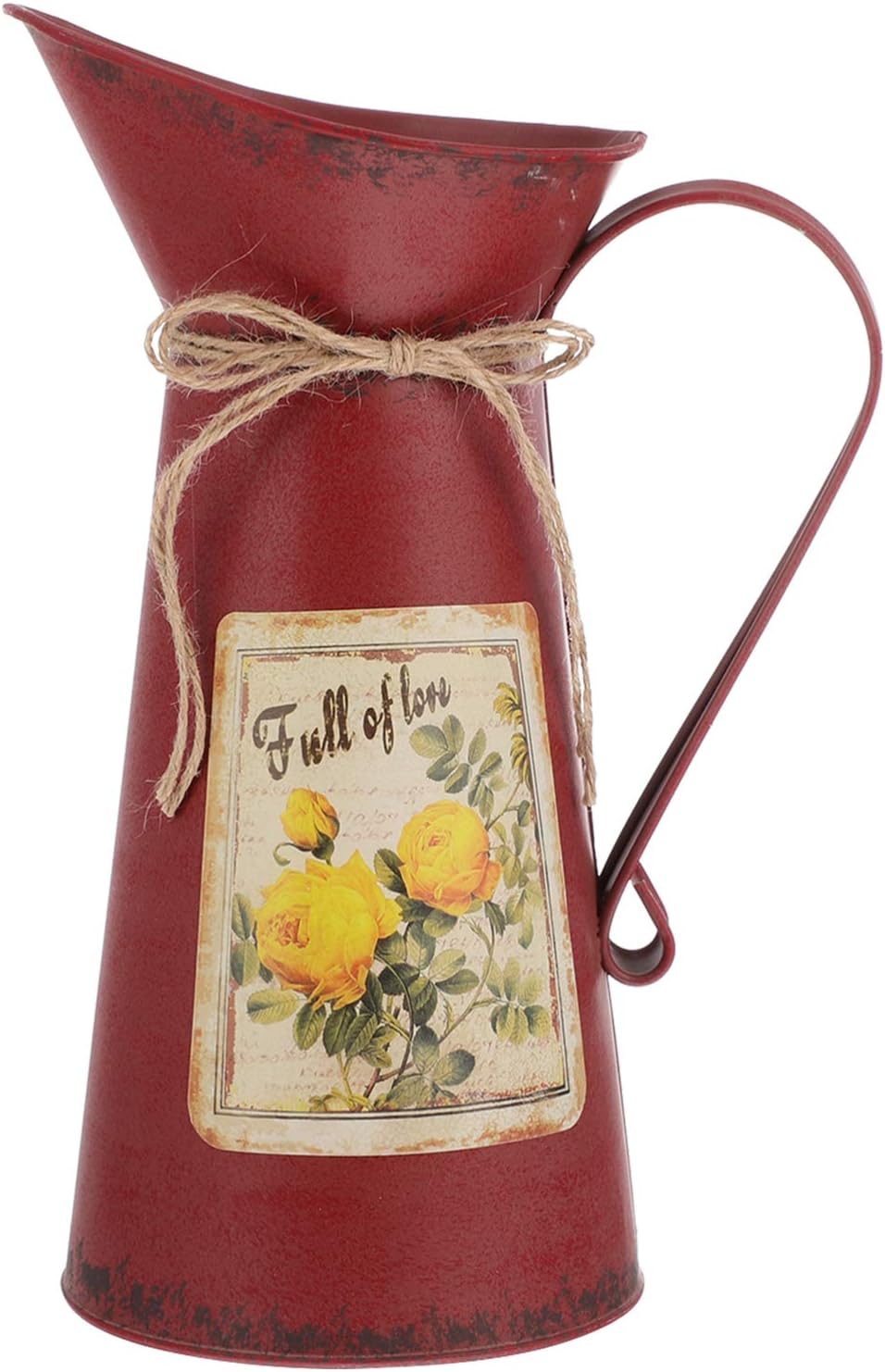 GANAZONO Jarrón de flores rústico rojo con diseño desgastado y elegante, para el hogar, granja, jarrón decorativo para arreglos florales
