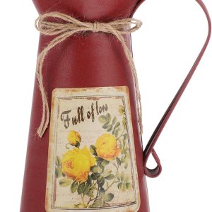 GANAZONO Jarrón de flores rústico rojo con diseño desgastado y elegante, para el hogar, granja, jarrón decorativo para arreglos florales GANAZONO Jarrón de flores rústico rojo con diseño desgastado y elegante, para el hogar, granja, jarrón decorativo para arreglos florales