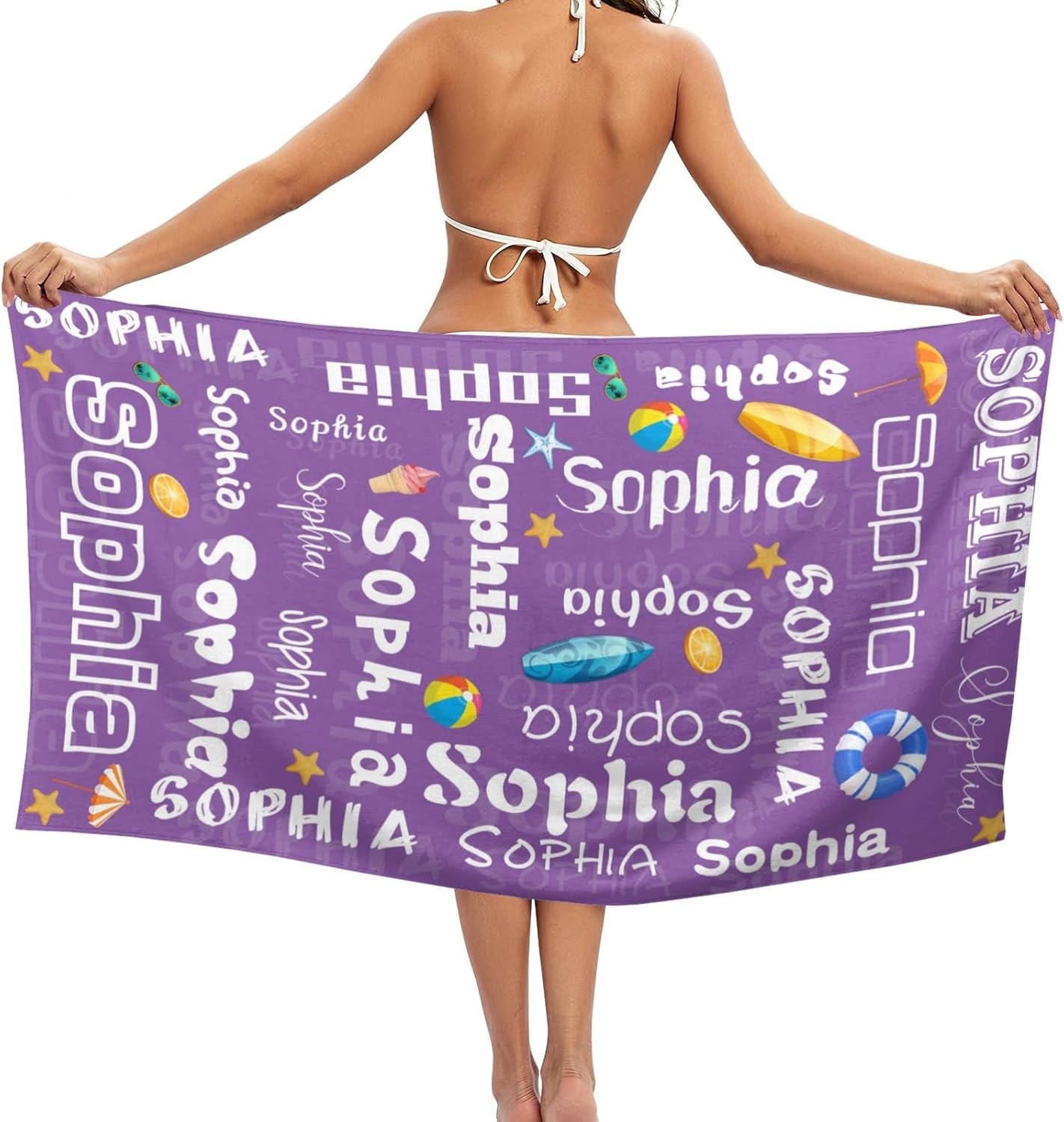 Toallas de playa personalizadas para niños, toallas de playa para adultos, toallas de playa de microfibra con monograma de 31.5 x 63 pulgadas,