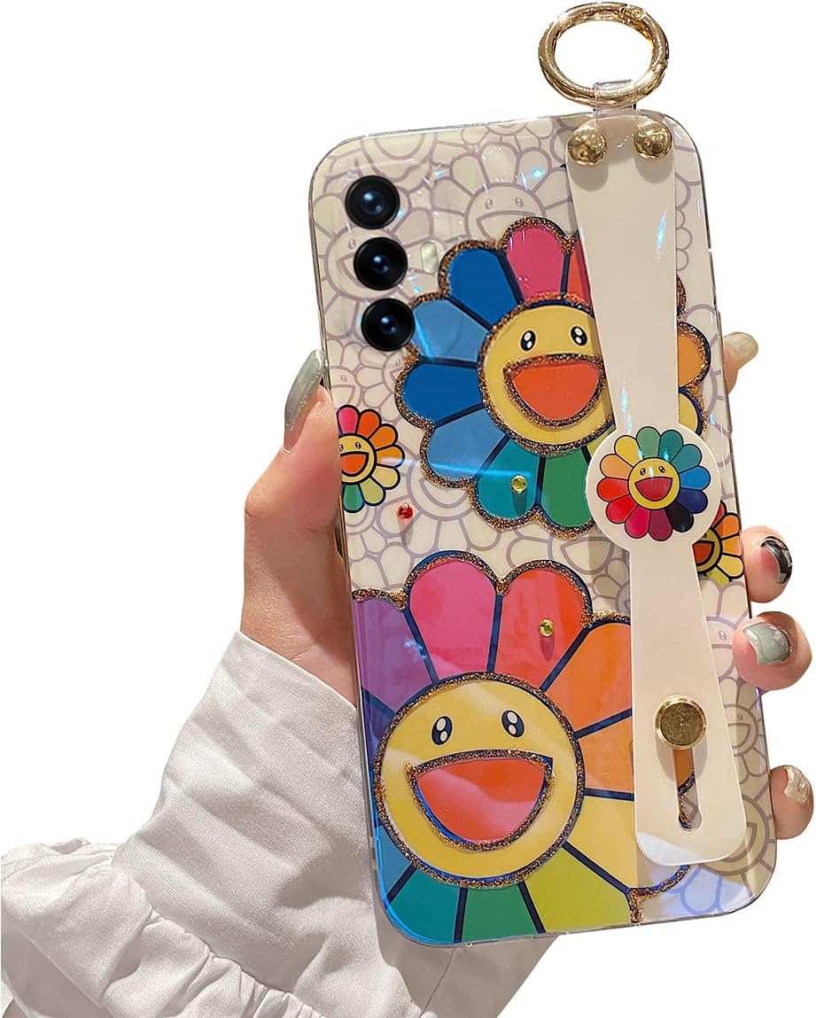 Funda para Motorola Moto G Power 2022 de 6.5 pulgadas con correa para la muñeca con purpurina IMD lindo diseño de dibujos animados kawaii a prueba