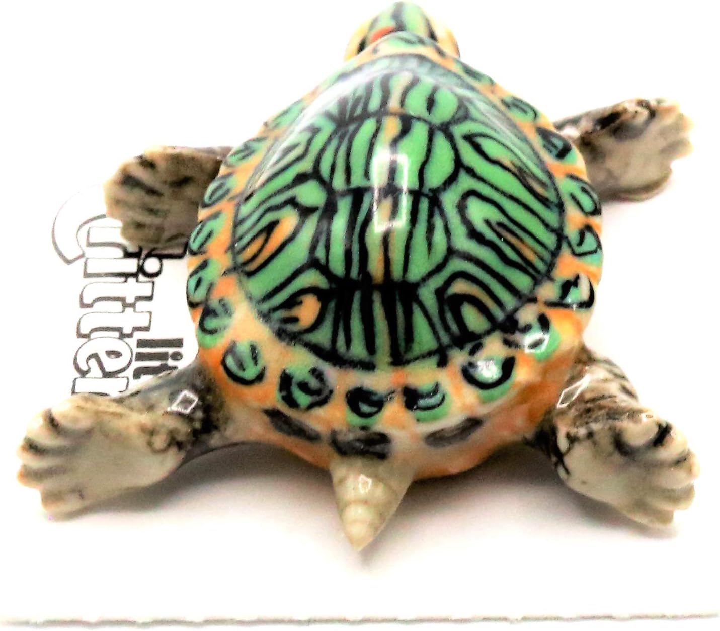 Turtle Red Eared Slider Bask – Decoración del hogar Figura de porcelana en miniatura