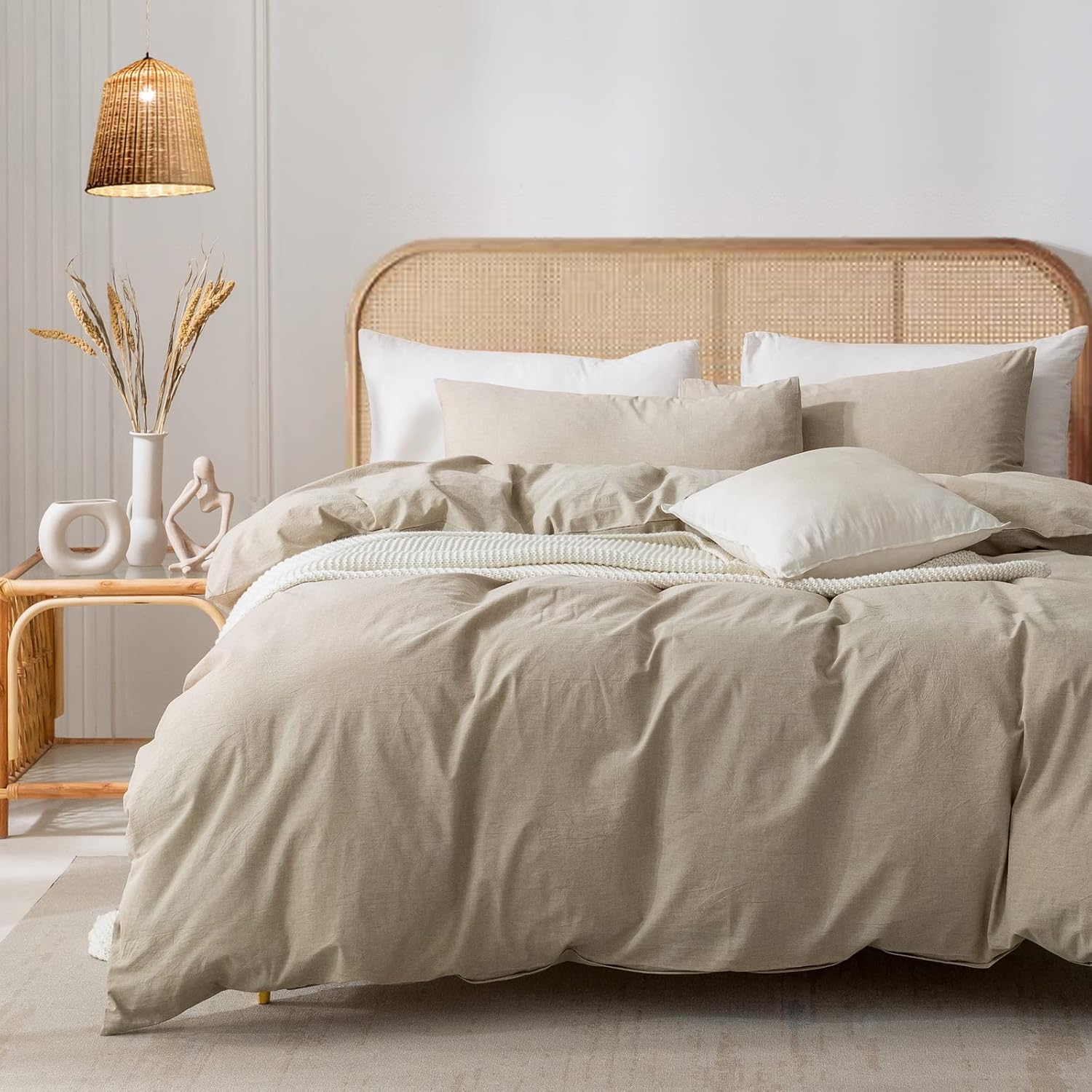 Juego de funda de edredón individual  100% algodón lavado súper suave, desgastado y elegante, duradero, juego de ropa de cama de 2 piezas con cierre