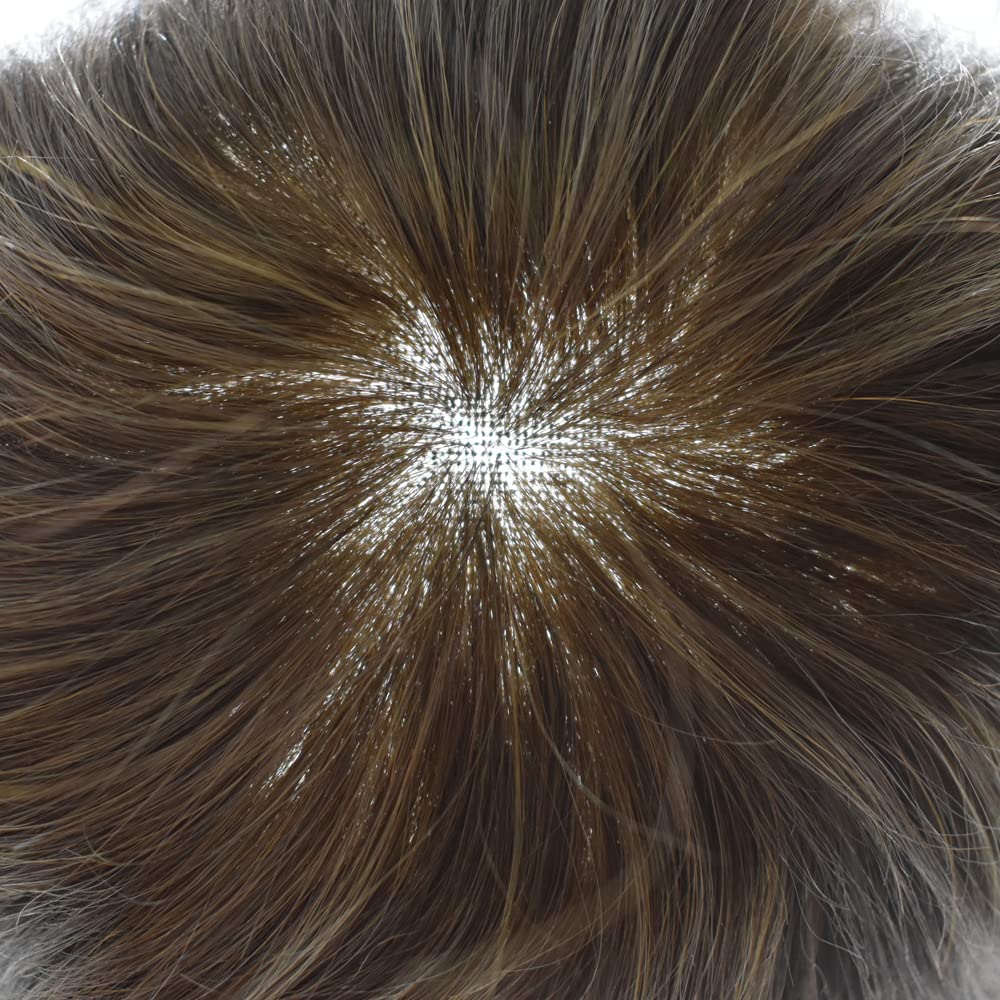 Pieza de pelo para hombre Toupee Real Human Hairpiece Soft Lace Hair System Mens Hair Unit Natural Hairline Protesis Capilar Para Hombre 8”X10” #5