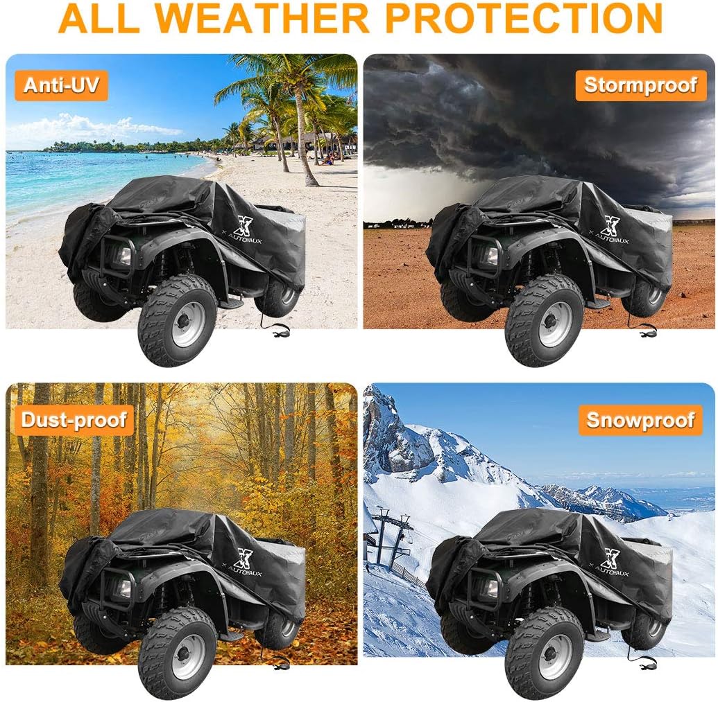 X AUTOHAUX Cubierta impermeable negra para cuatrimoto, protector solar para bicicleta cuádruple, 4 ruedas, cubierta completa XXXL para Polaris