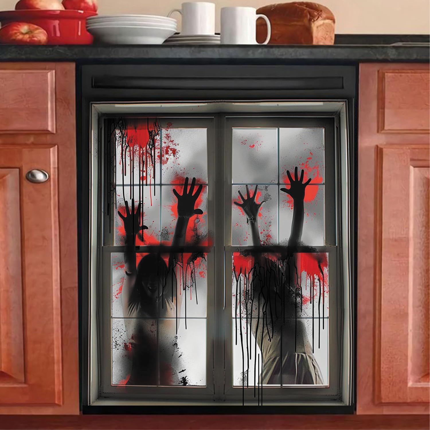 Decoración de Halloween para el hogar, manos de zombi aterradoras, cubierta magnética para lavavajillas, esqueleto de fantasma, puerta de nevera,