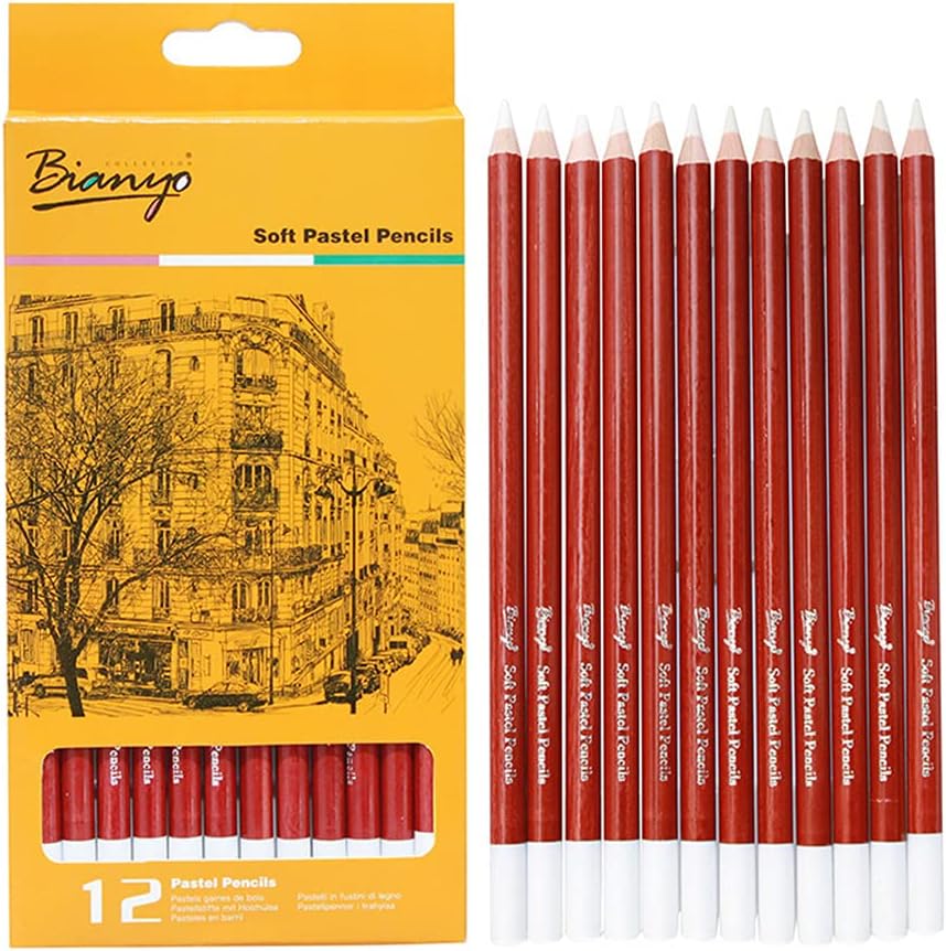 12 lápices de colores pastel suaves para artistas, de 0.157 in, con base blanca, para limners, estudiantes, principiantes, dibujo, mezcla, pintura,