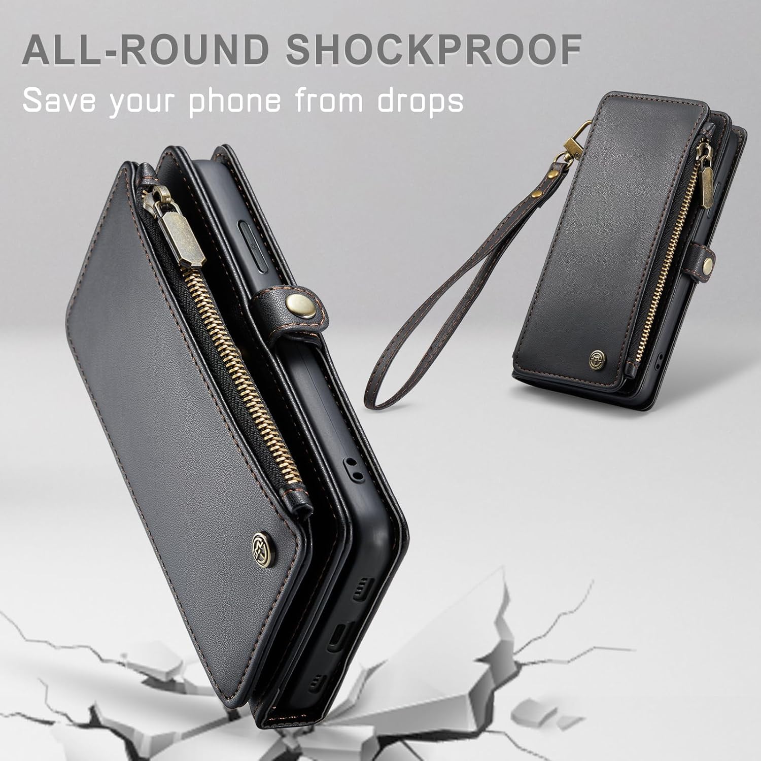 Defencase Funda para iPhone 11 Pro, bloqueo RFID para iPhone 11 Pro, funda tipo cartera para mujeres y hombres con soporte para tarjetas, cierre