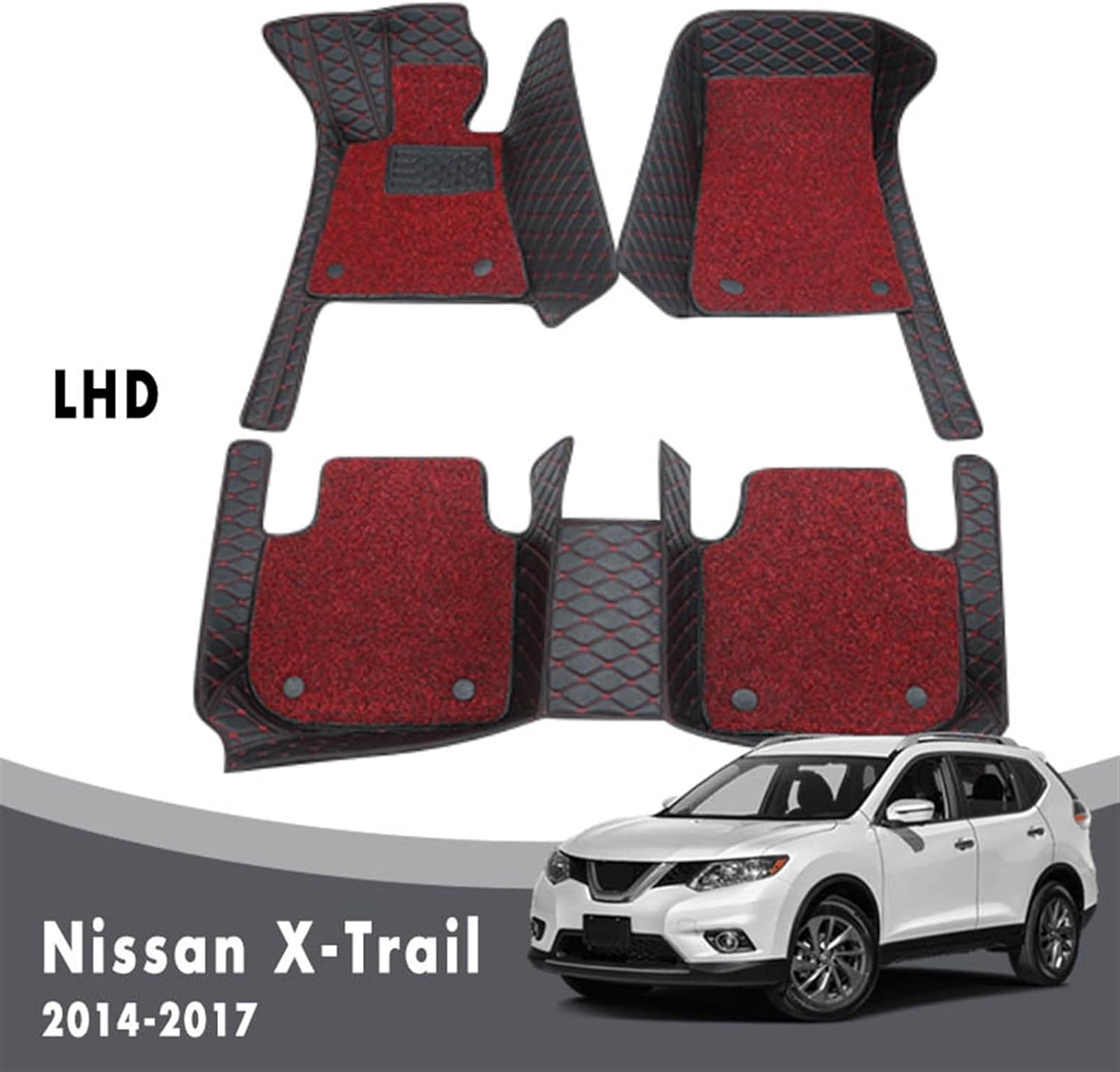 Alfombrillas de coche para Nissans X-Trail Rogues T32 2017 2016 2015 2014 alfombras de lujo de doble capa con lazo de alambre accesorios interiores