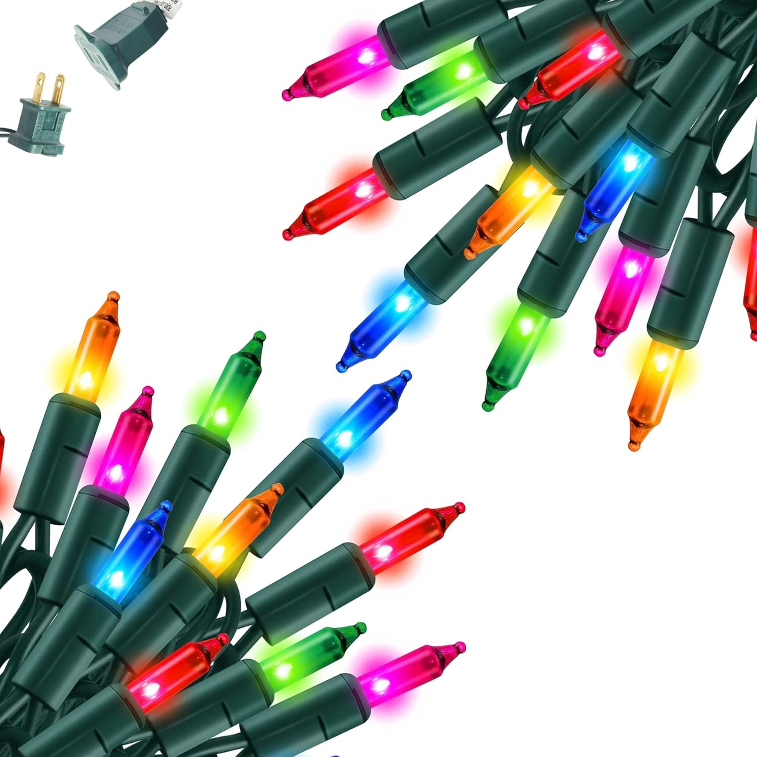 Dazzle Bright Luces de Navidad, 40 pies, 200 unidades, incandescentes, impermeables, mini luces enchufables, decoraciones de Navidad conectables