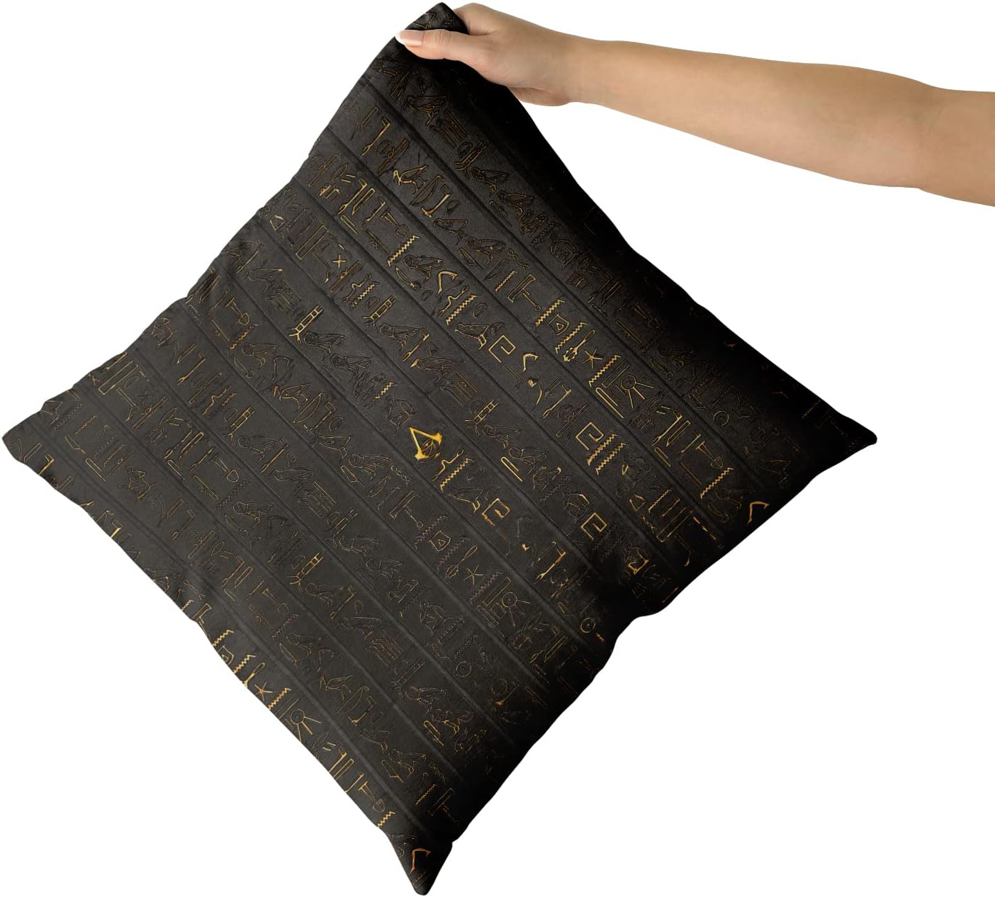 2 fundas de almohada de jeroglífico egipcio antiguo de 18 x 18 pulgadas, fundas de almohada decorativas de tamaño estándar, color negro y dorado,
