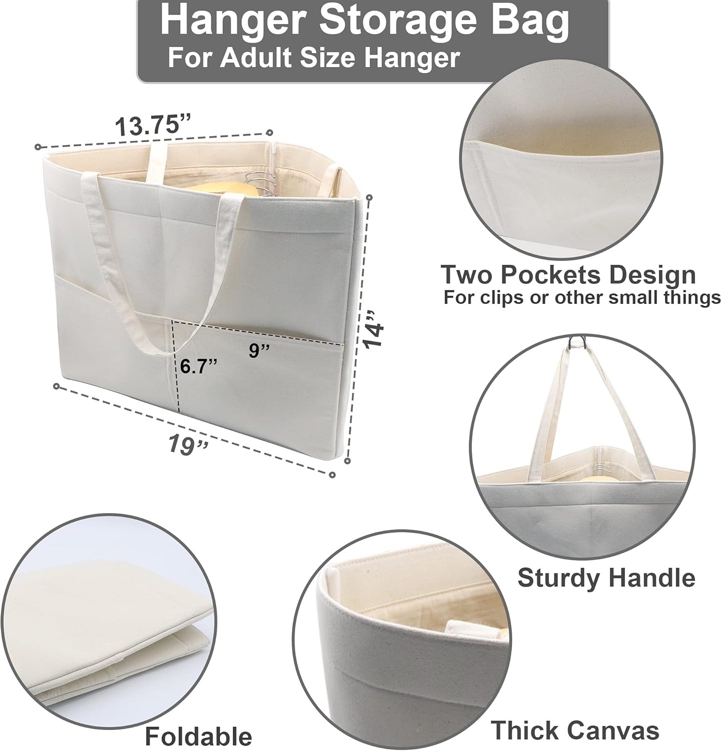 Bolsa de almacenamiento para percha para adultos percha triangular bolsa para armario Tidier Ahorro de espacio Soporte organizador de almacenamiento