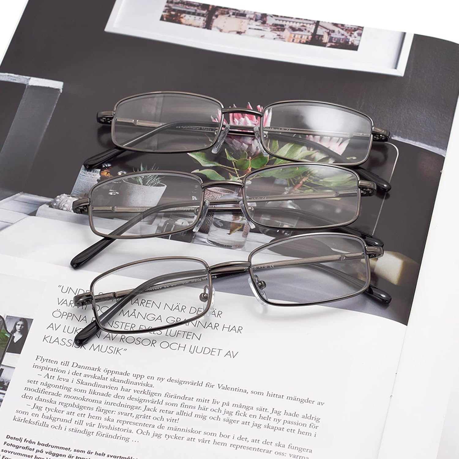 Paquete de 6 lentes de lectura ligeros de metal con bloqueo de luz azul, lentes de lectura con bisagra de resorte, antifatiga ocular