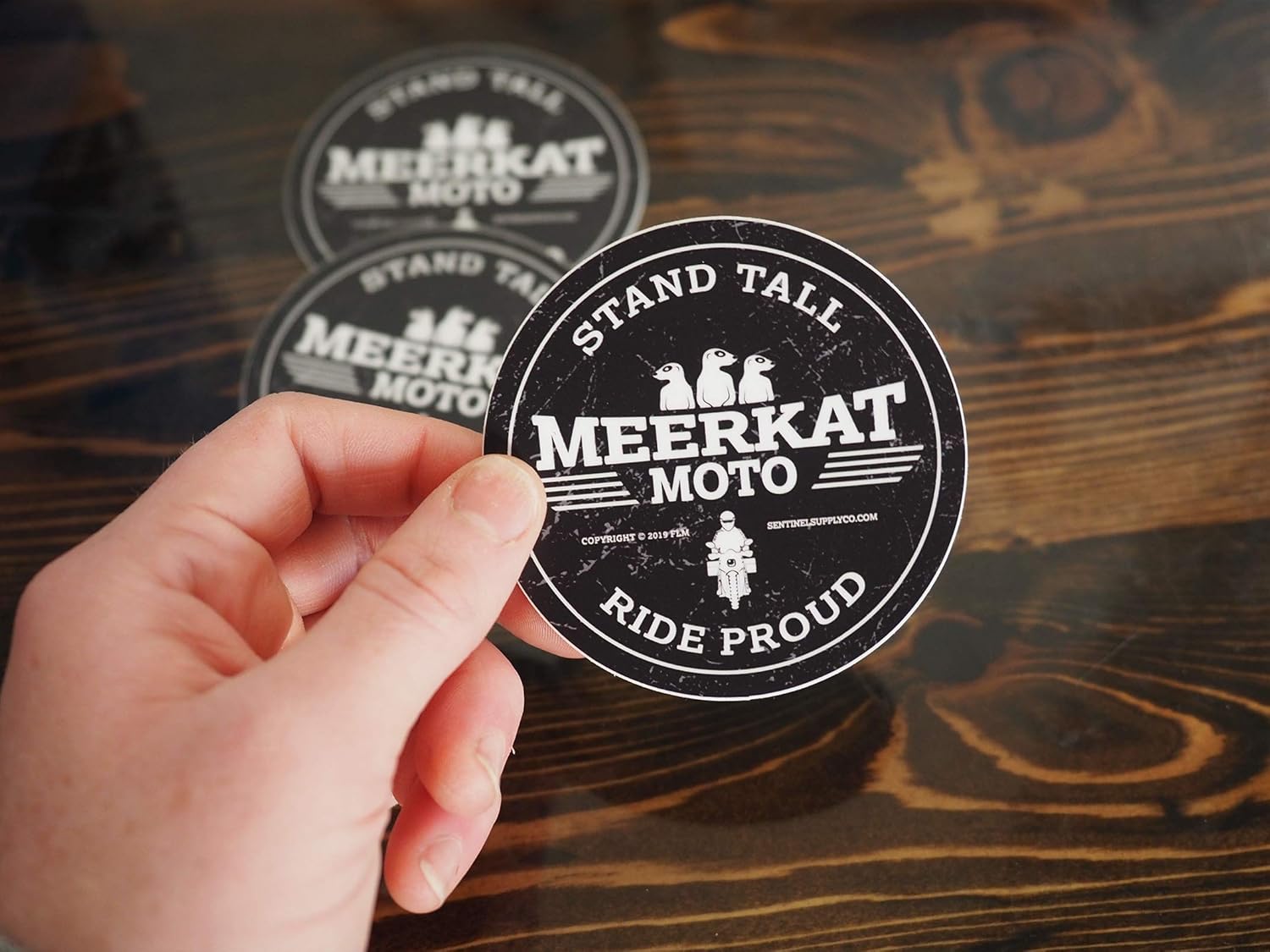 Meerkat Moto ADV Motorcyle Round Sticker, 3″ Circle  Vinyl Decal for Adventure, Overland, Offroad Bikes