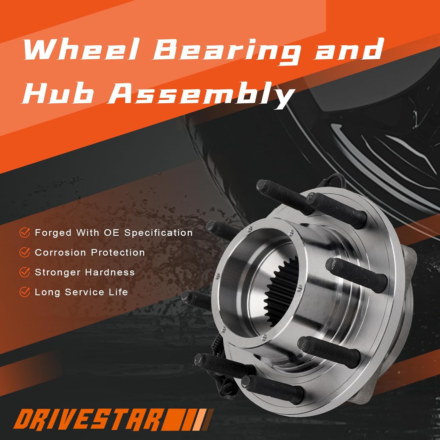 DRIVESTAR 515183 Rodamientos de rueda delantera y conjunto de cubo compatible con Ford F-250 Super Duty F-350 Super Duty 4WD 2017-2020, con ABS 8