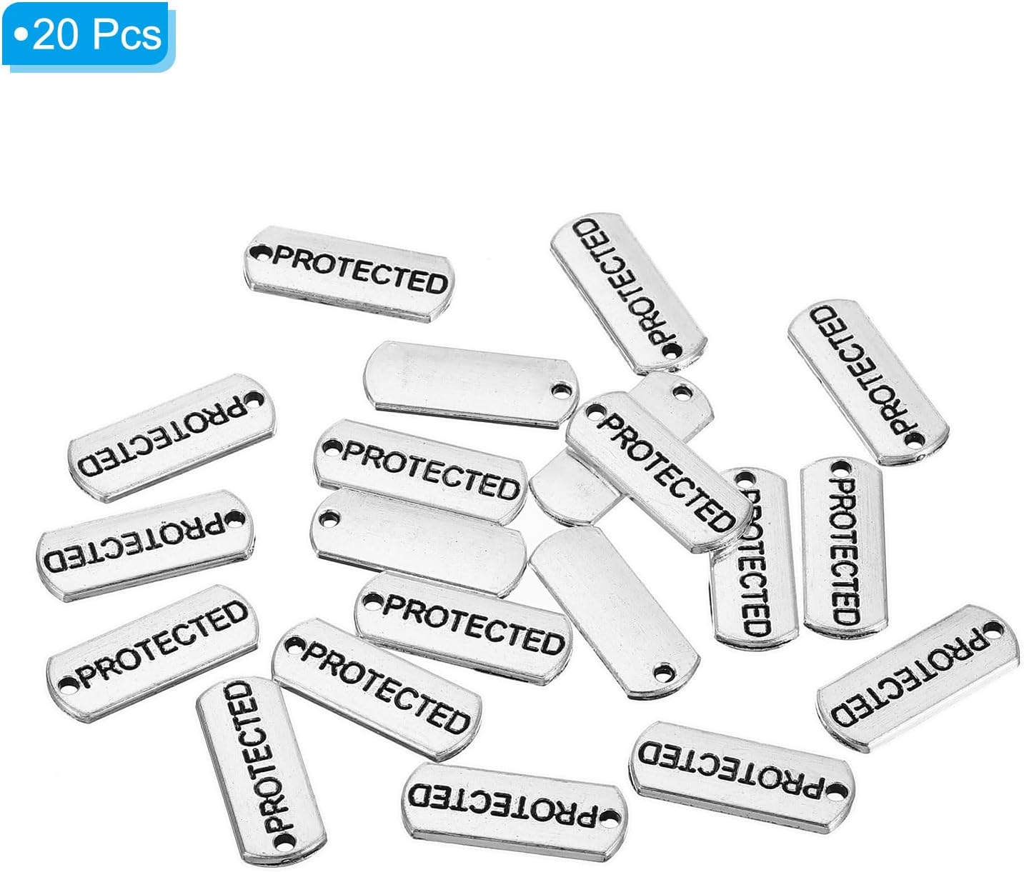 PATIKIL Dije de palabra, 20 piezas de mini dije de palabra, grabado a granel, vintage, metal, notas, diseñador, bricolaje, para hacer joyas,