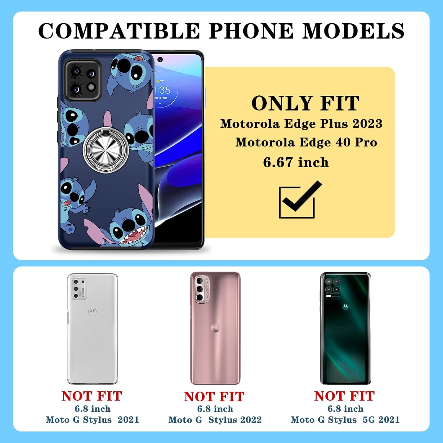 Joyleop Funda para Motorola Edge 40 ProEdge Plus 2023, linda funda de teléfono con estampado divertido de dibujos animados para niñas y niños, con