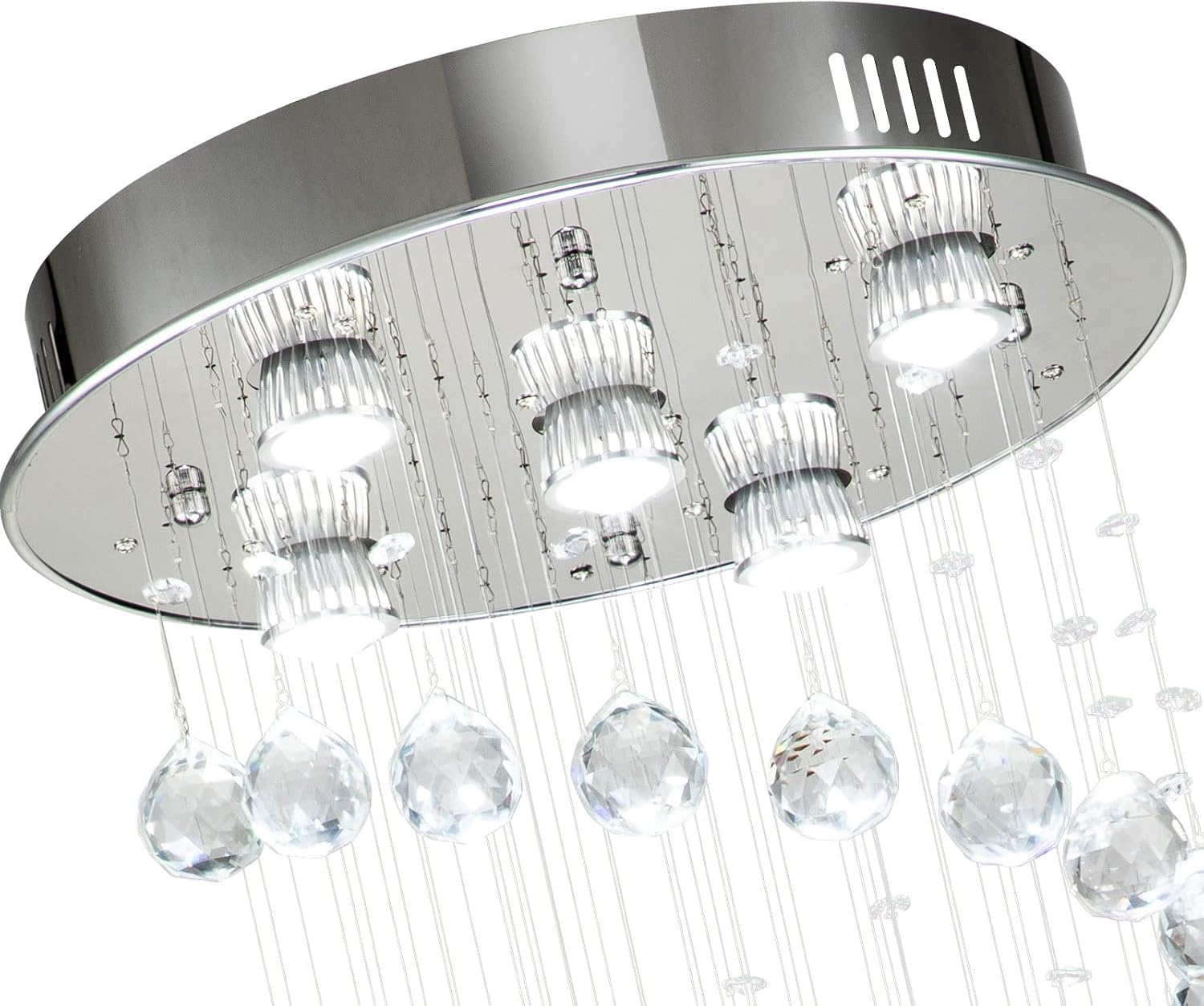 Lámpara colgante de techo LED de cristal moderna de 5 luces, lámpara de techo en espiral con forma de gota de lluvia, montaje empotrado, lámpara de
