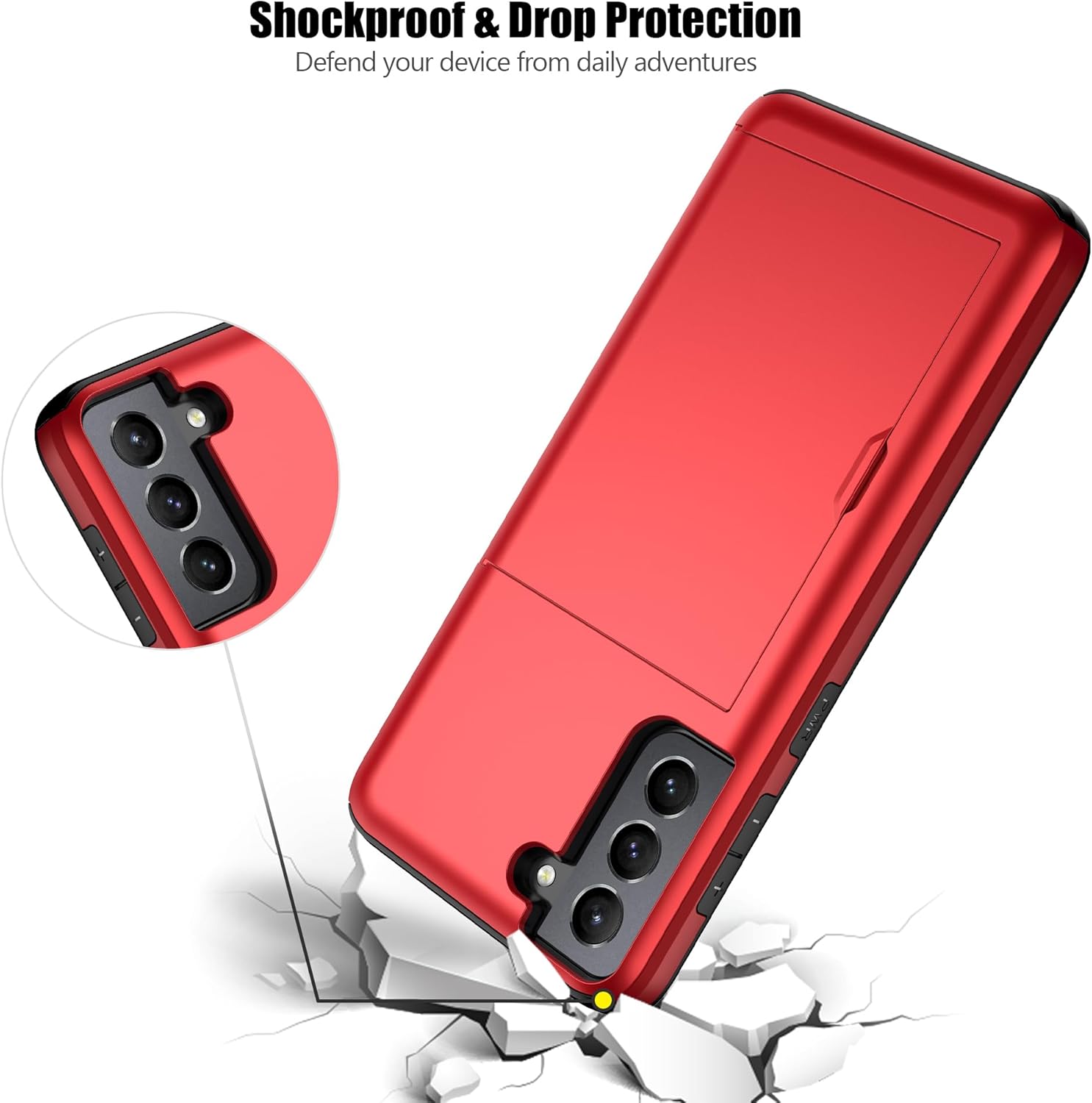 Nvollnoe Funda protectora para Samsung S21 con tarjetero 5G 6.2 pulgadas de doble capa resistente Galaxy S21 Funda protectora con ranura para