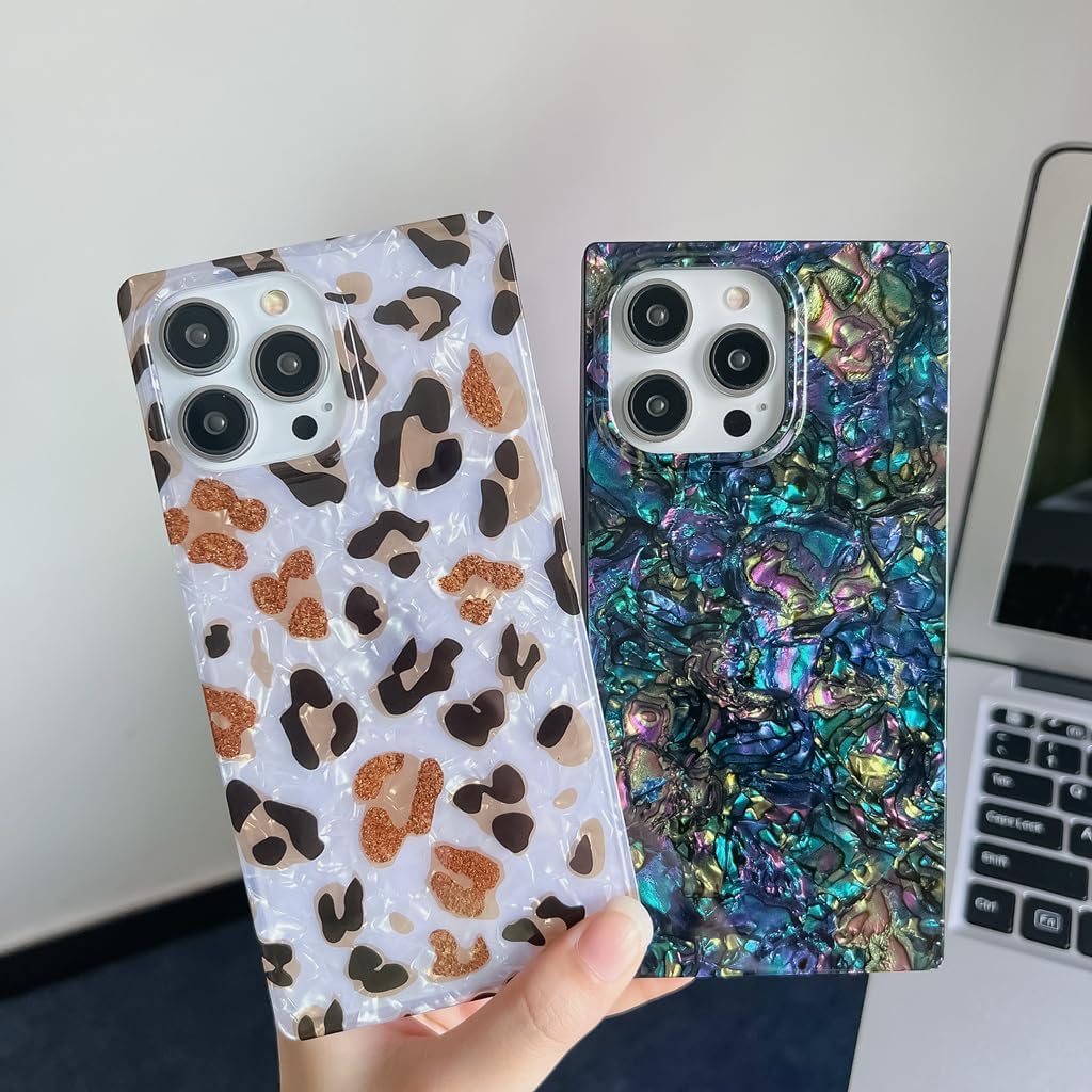 BANAILOA Funda cuadrada compatible con iPhone 13 Pro, funda brillante de lujo para mujeres, funda protectora colorida y femenina diseñada para 13
