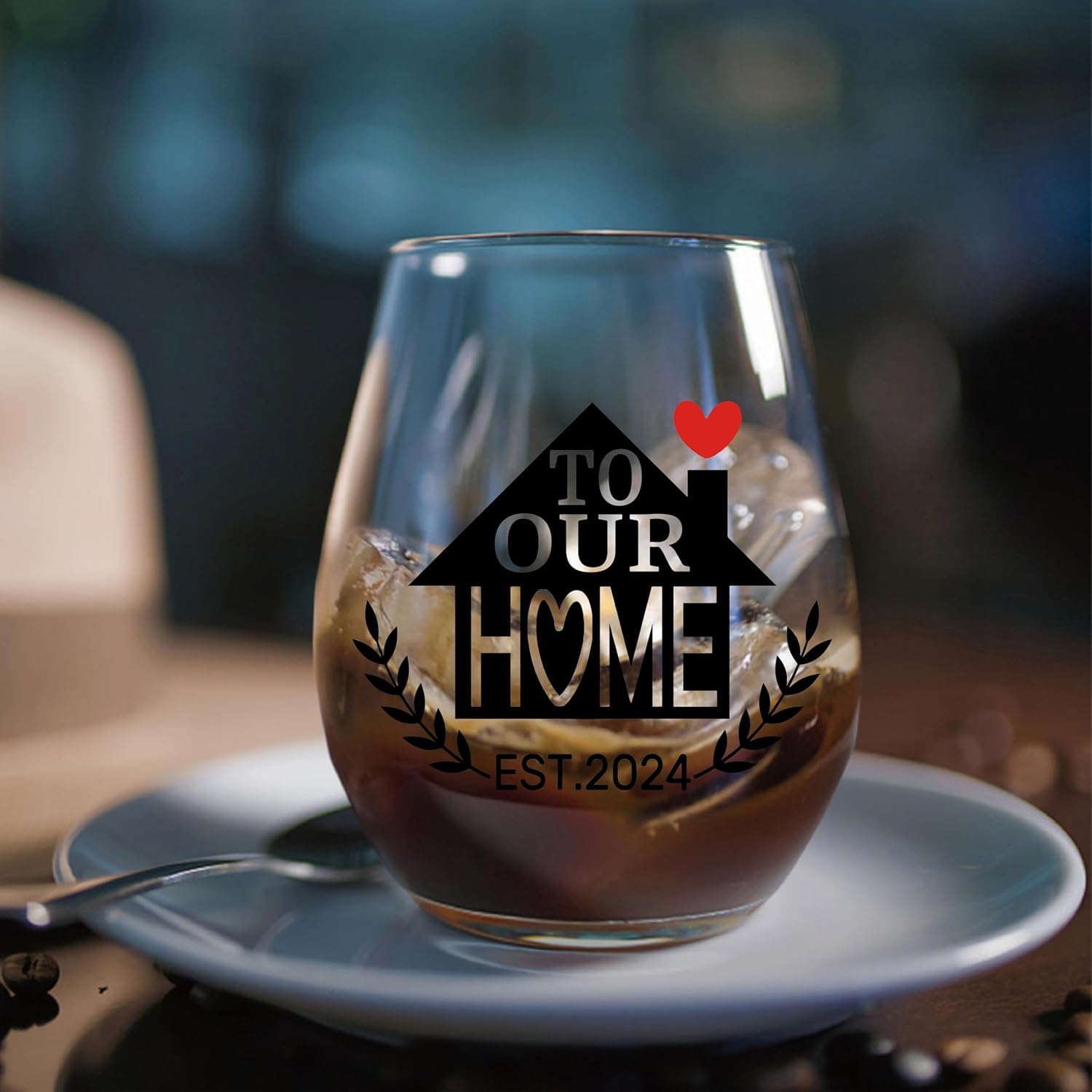 DYJYBMY Copa de vino a nuestra casa, divertidas ideas de regalo para propietarios de casa por primera vez, regalos de inauguración de la casa para