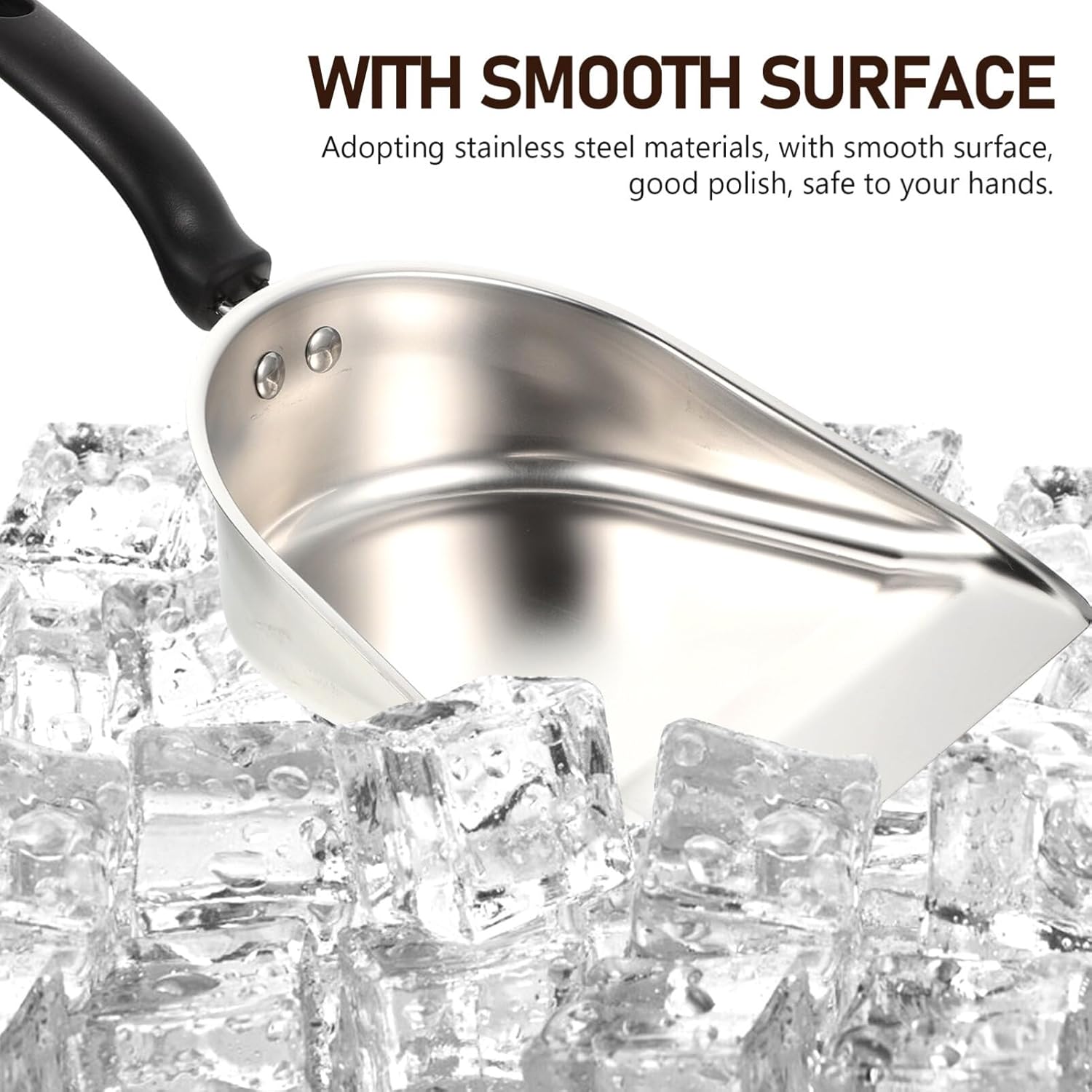 Cuchara de metal para alimentos, pala de acero inoxidable, pala de hielo con parte inferior plana, pala de metal para servir harina, pala resistente