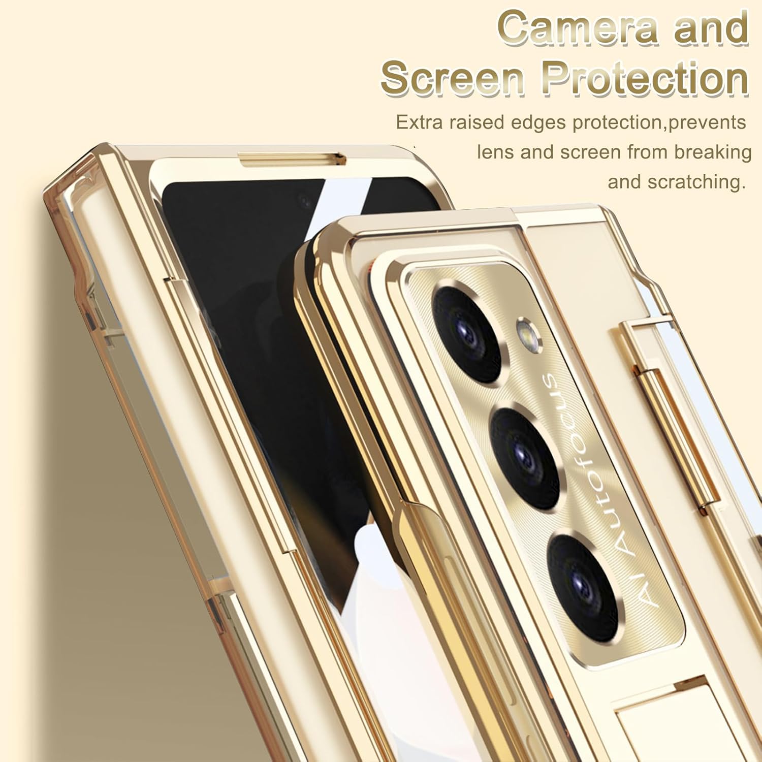 NINKI Funda compatible para Samsung Z Fold 5 con S Pen y S Pen y soporte para bolígrafo S y soporte, bisagra 4 en 1, protector de pantalla