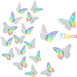 72 calcomanías 3D de mariposa para decoración de pared, 3 estilos y 3 tamaños, decoraciones de mariposa plateada para fiestas de mariposas, 72 calcomanías 3D de mariposa para decoración de pared, 3 estilos y 3 tamaños, decoraciones de mariposa plateada para fiestas de mariposas,