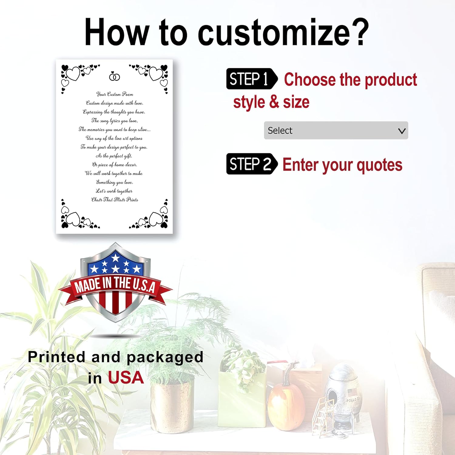 Impresiones artísticas personalizadas de poema o verso, citas personalizadas, lienzo para crear tus propias citas personalizadas para el hogar,