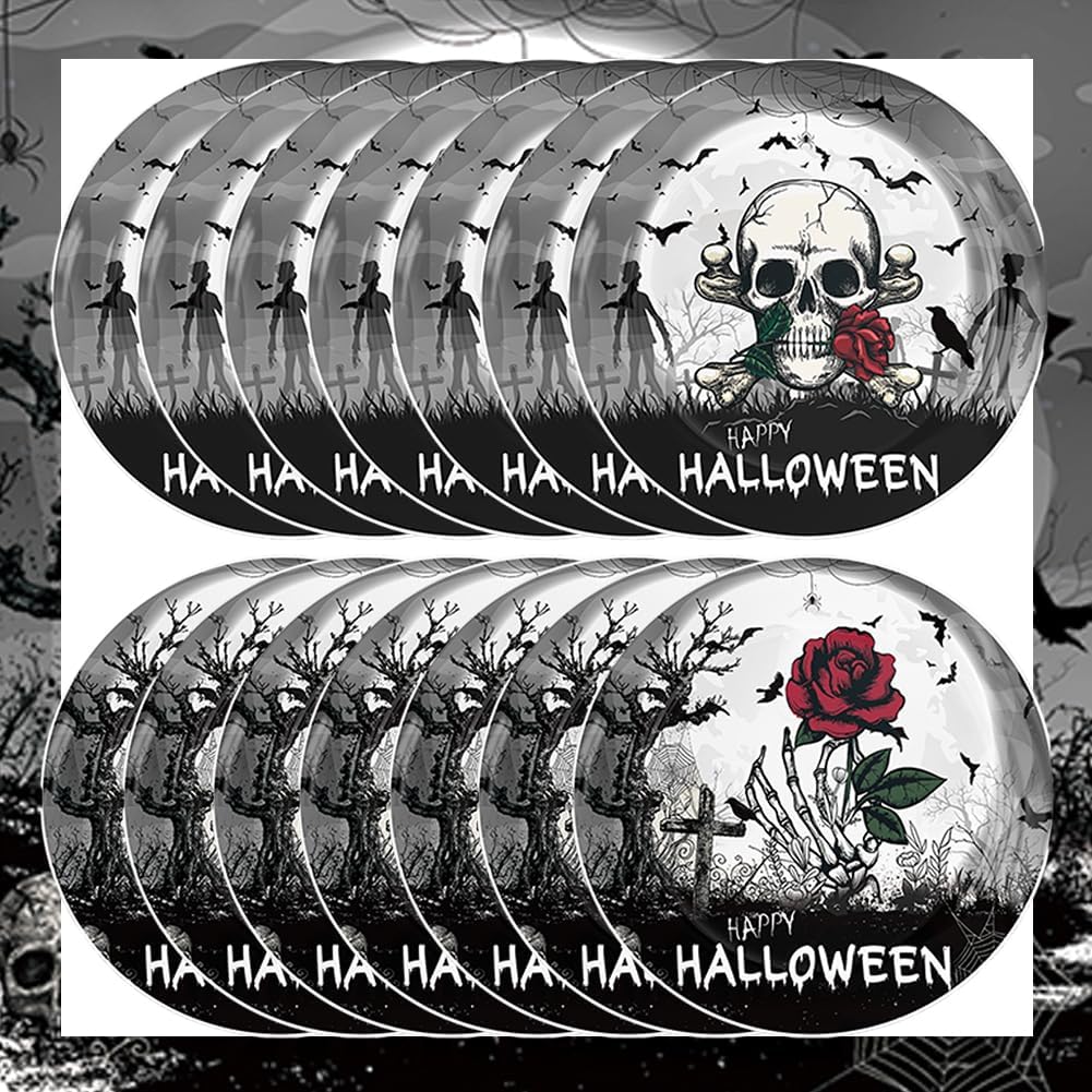 Egami 40 suministros para fiesta de Halloween, incluye 20 platos de postre, 20 servilletas, utilizados para decoración de fiesta de cumpleaños de
