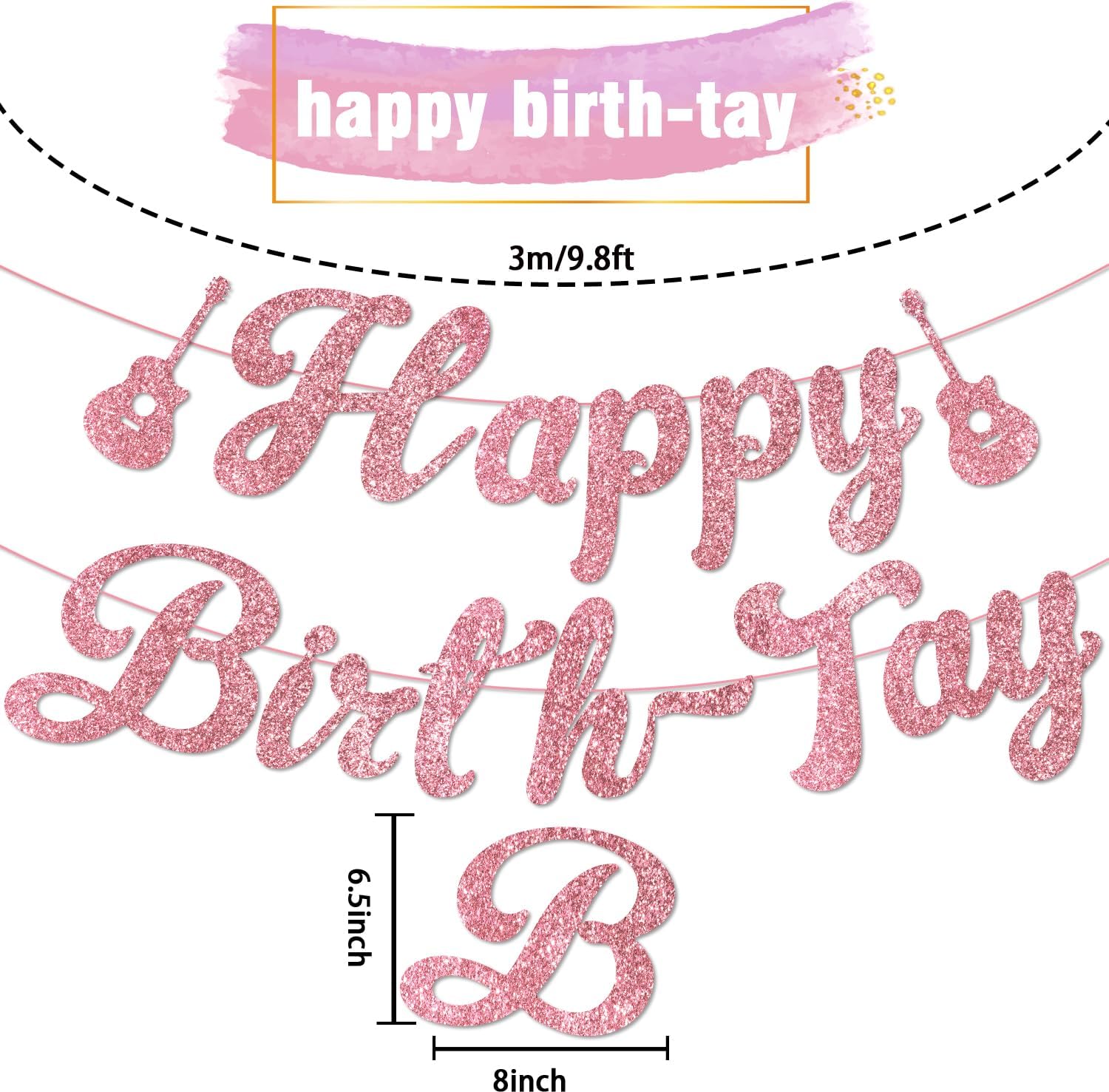 Decoraciones de cumpleaños, pancarta de feliz nacimiento, pancarta de cumpleaños sin bricolaje, decoración de feliz nacimiento de oro rosa con