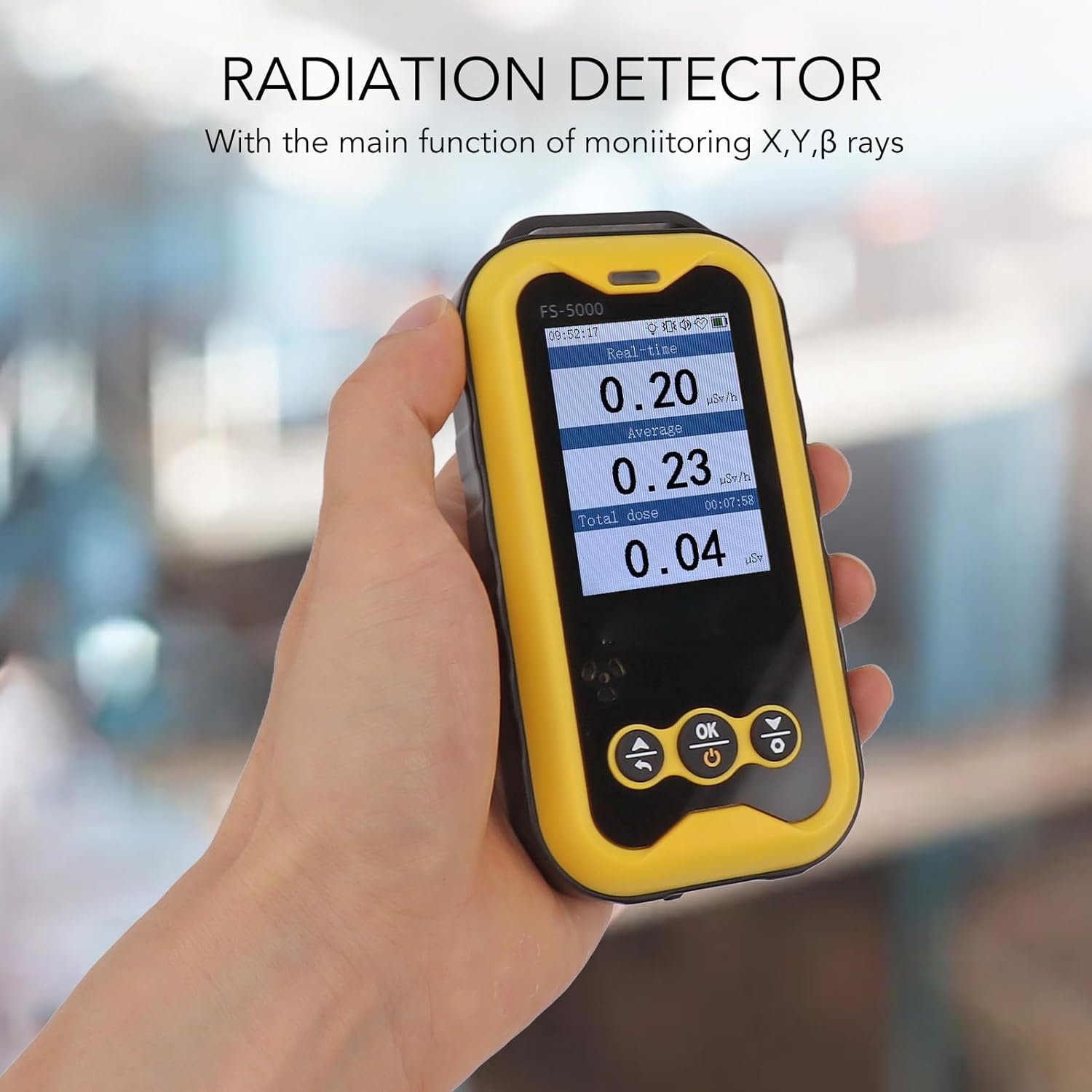Handheld Radiation Monitor, X Rays Testing Triple Alarm 2.4 in TFT LCD Screen 1800mAh Radiation Monitor Meter for Geological Survey