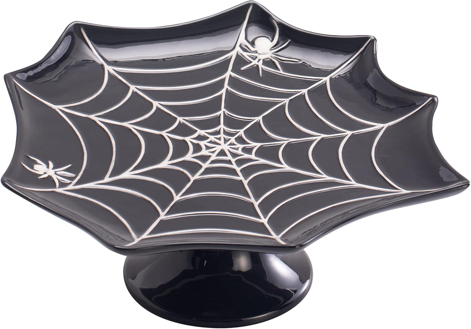Bico Soporte de cerámica negra para tartas de Halloween de 12.7 pulgadas, para guardar pasteles, postres, microondas y lavavajillas