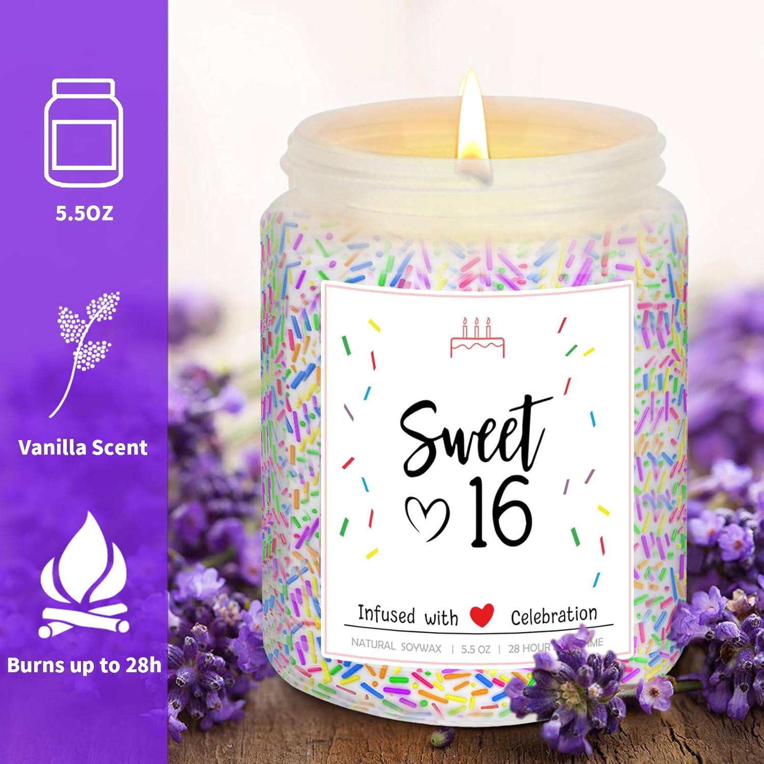 Aroma de pastel de cumpleaños de vainilla con velas de chispas  Dulce 16  Regalos de cumpleaños de Navidad para mujeres, regalo único de cumpleaños