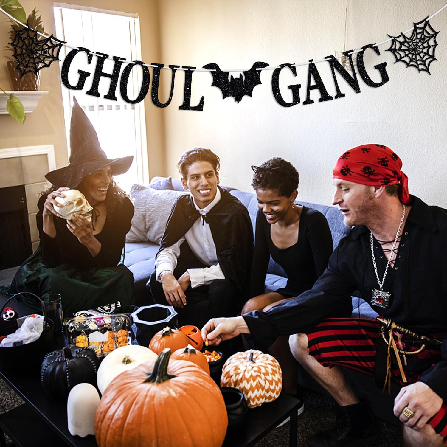 Cartel de Ghoul Gang, accesorios para fotos de fiesta de noche de Halloween, temática de fantasmas de terror, suministros de decoración de fiesta de