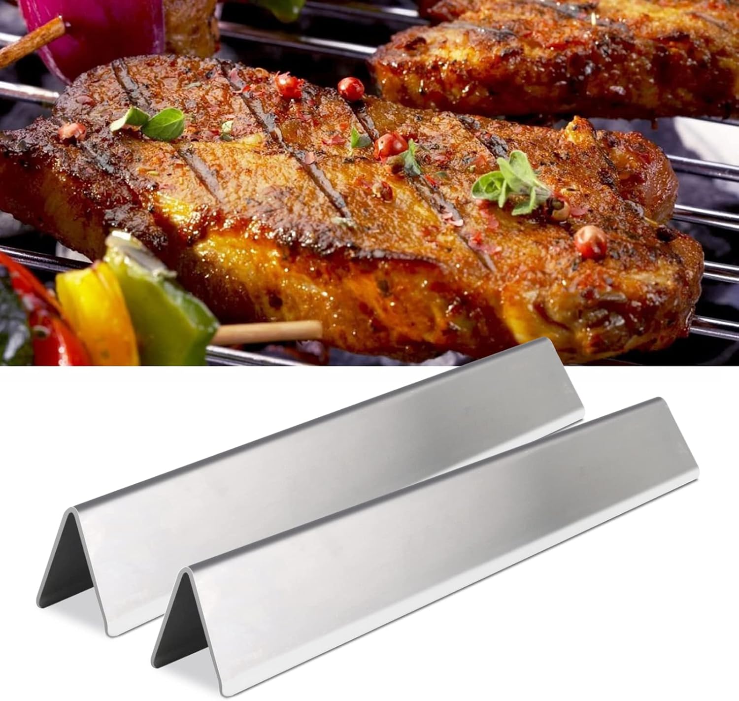 Barras aromatizantes de acero inoxidable y deflector de calor para Weber Genesis 300 Series, Weber Genesis E-310 E-320 E-330 S-310 S-320 S-330 E-310