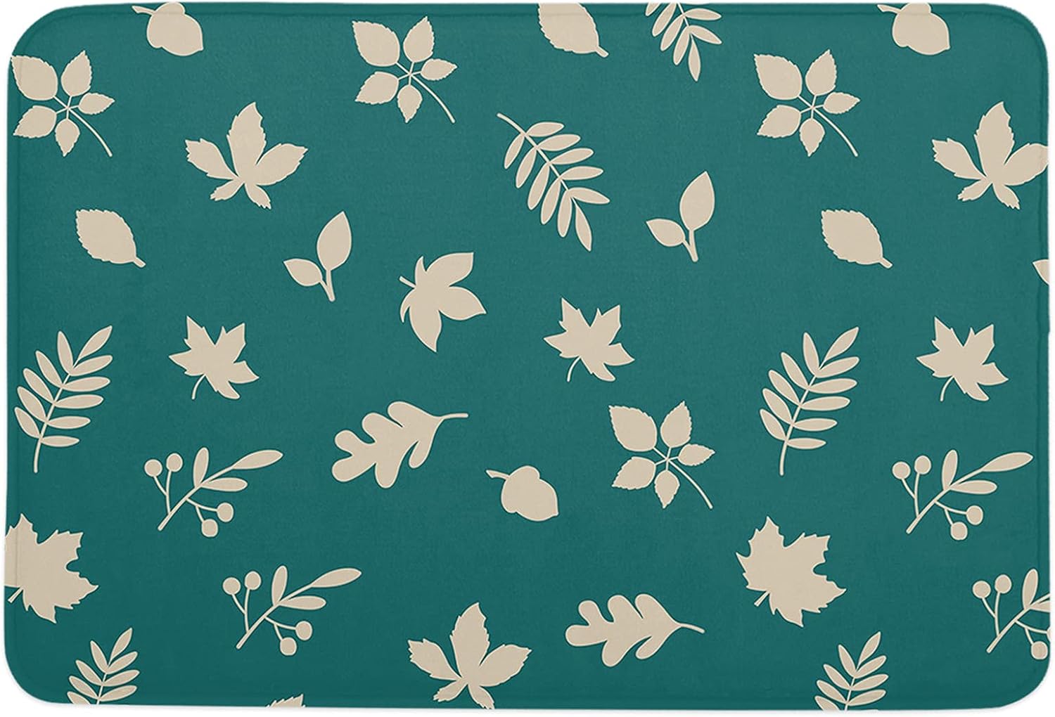 Plants Sponge Beth Mat, Indoor Bathroom Mat Absorb Water, Non Slip Washable Mud Dirt per Mats Rugs for Entrance, Fallen Leaves Maple Leaf Green