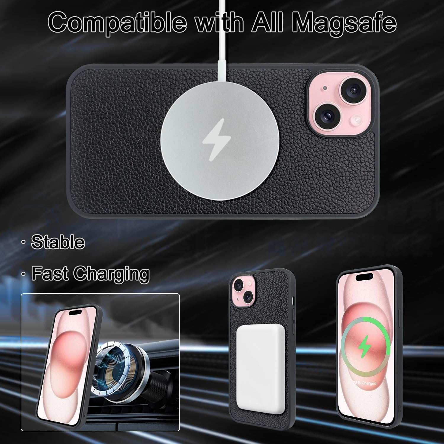Harryshell Funda magnética desmontable para iPhone 151413 compatible con MagSafe de carga inalámbrica, múltiples ranuras para tarjetas, funda